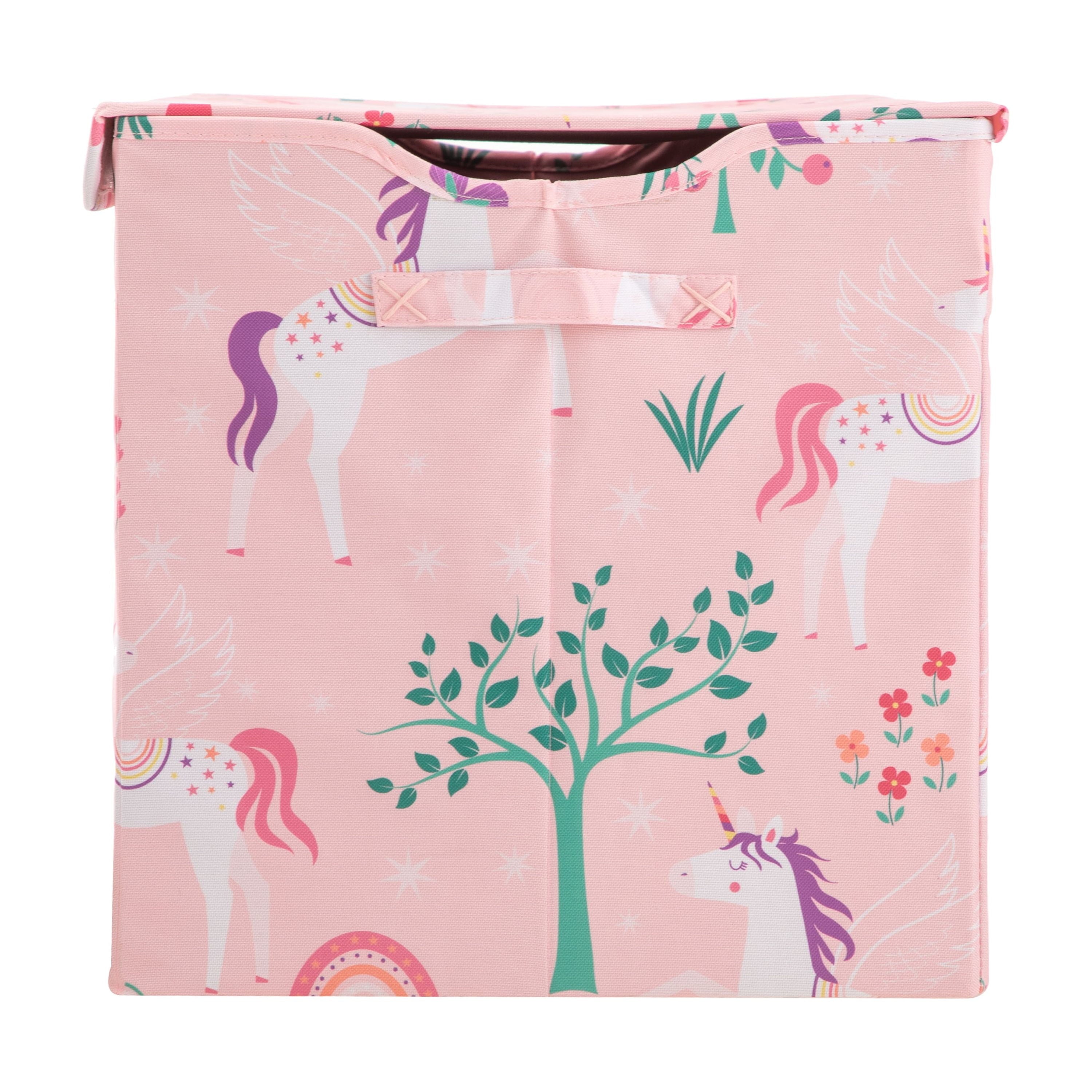 Kids Butterfly Pattern Collapsible Toy Storage Trunk, 24 in x 14.8 in x 15 in