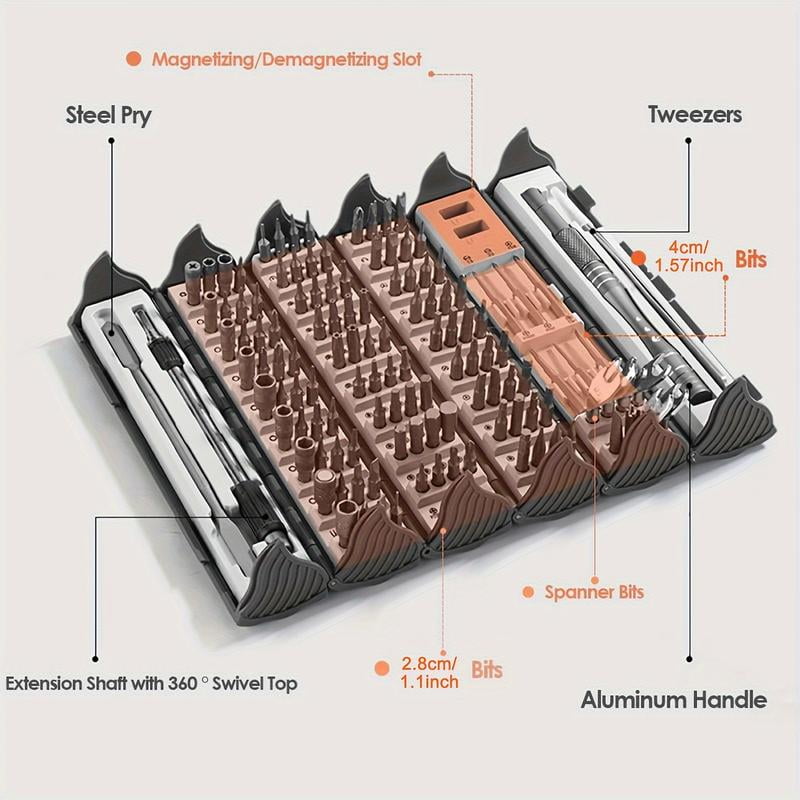 Precision Screwdriver Set Cylinder Organizing Case 128pcs in 1 Case S2 Alloy Steel Hardness Bits Space-saving Roll-up Case Professional Tool - Image 3