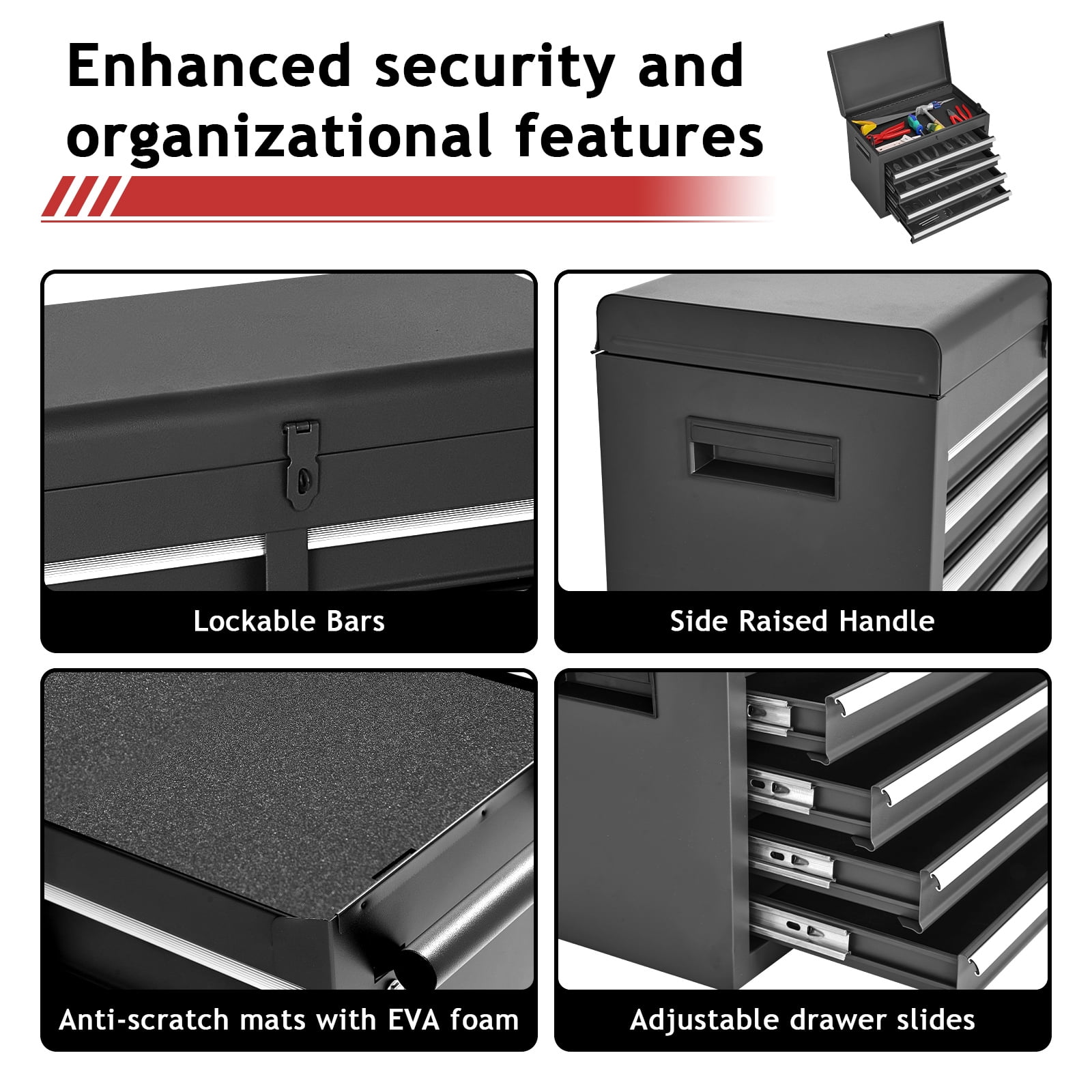 NETAJE Metal Tool Chest, 2 in 1 Steel Rolling Tool Box & Cabinet On Wheels for Garage, Detachable Top Tool Box and Lockable Wheels Metal Too - Image 2