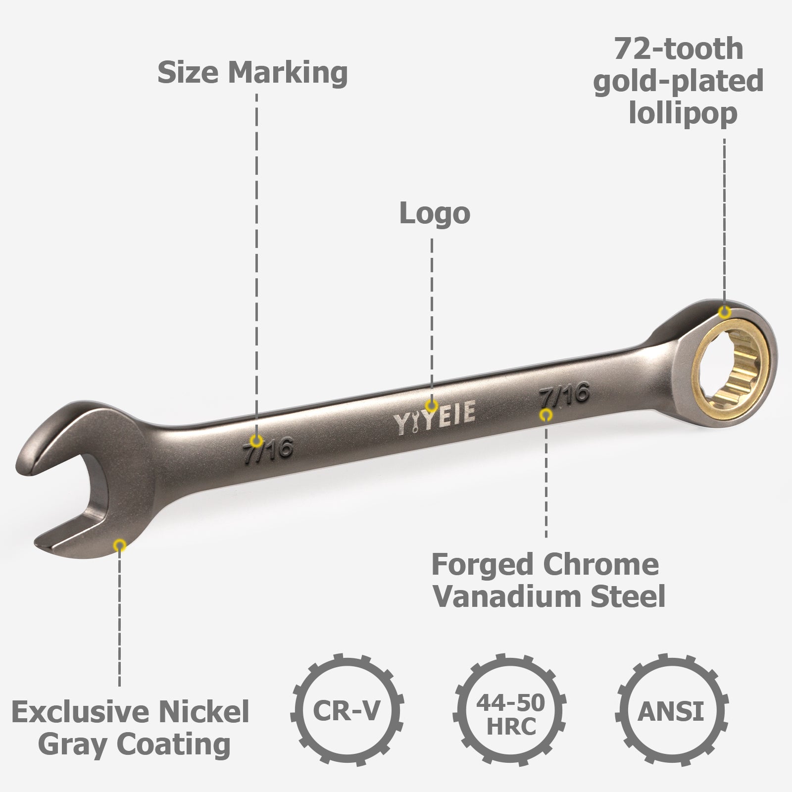 11Pcs Set , 1/4“-3/4”, Combination Set in Cr-V Steel with Storage Pouch - Image 3