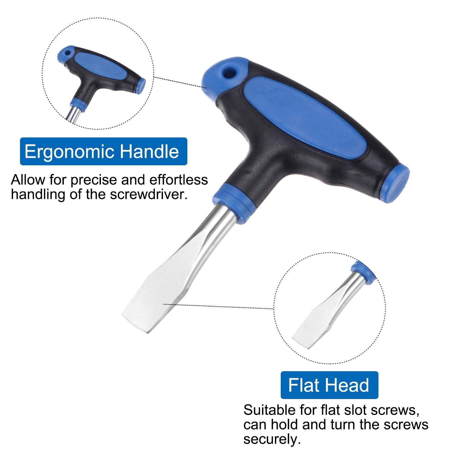 Uxcell T Handle Flat Head Screwdriver 12mm Flat Head Carbon Steel Plastic for Film Sets Quick Release Plate - Image 4