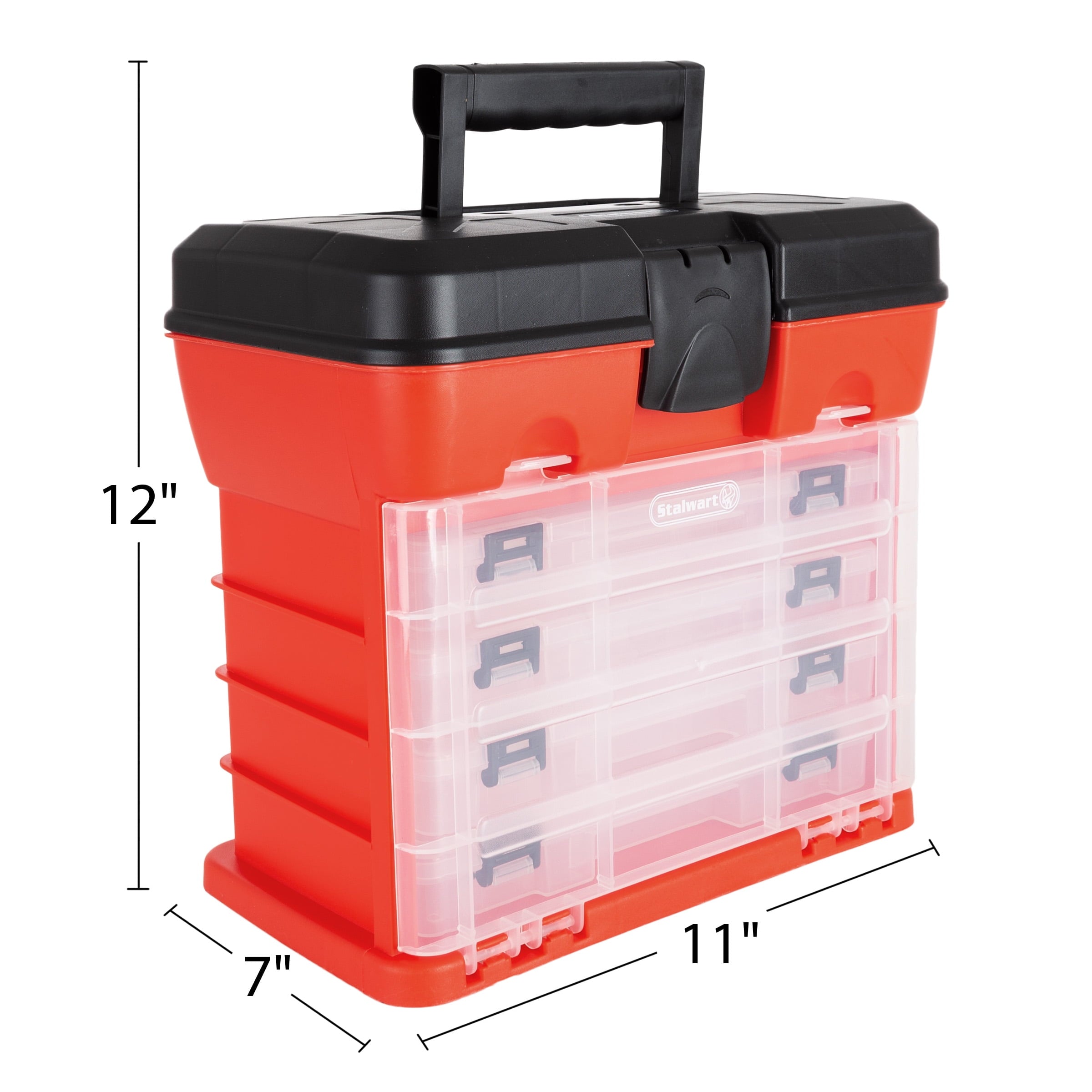 Portable Tool Storage Box - Small Parts Organizer with 4 Multi-Compartment Trays for Fishing Tackle, Hand Tools, or C... - Image 3