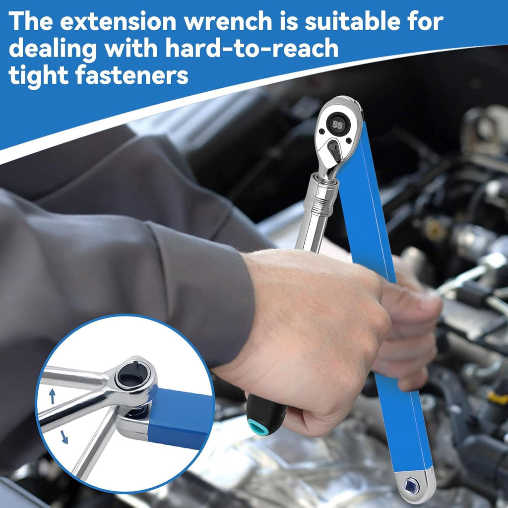 Santawood Offset Extension Wrench - 15-Inch Impact  wrench set, with 1/2", 1/4" and 3/8" Square Drive Adapters, Universal Extensions Wrench - Image 3
