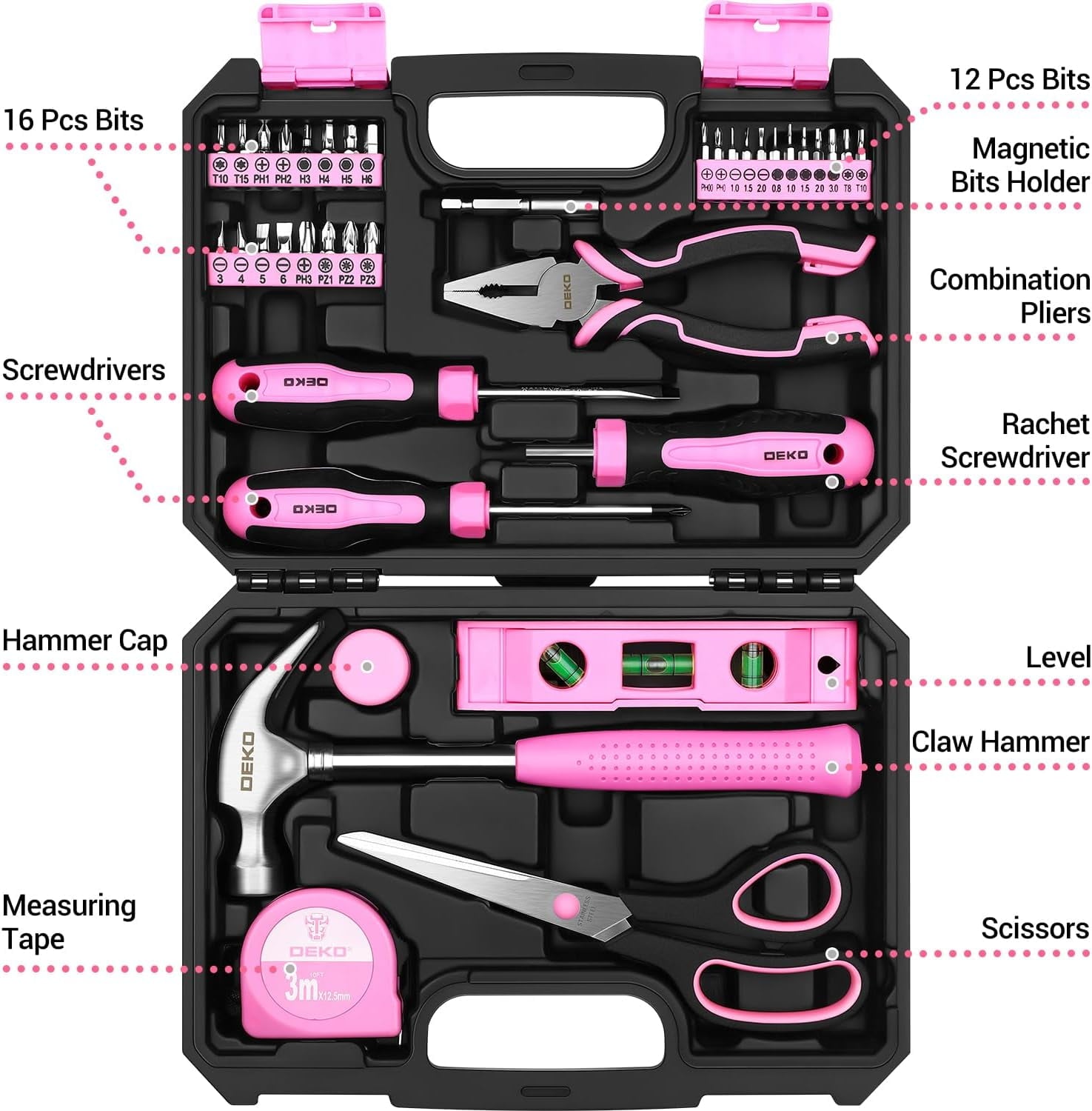 Set for Women: Pink Set for Home Repair, Womens Kit for All Purpose 42 Piece - Image 5