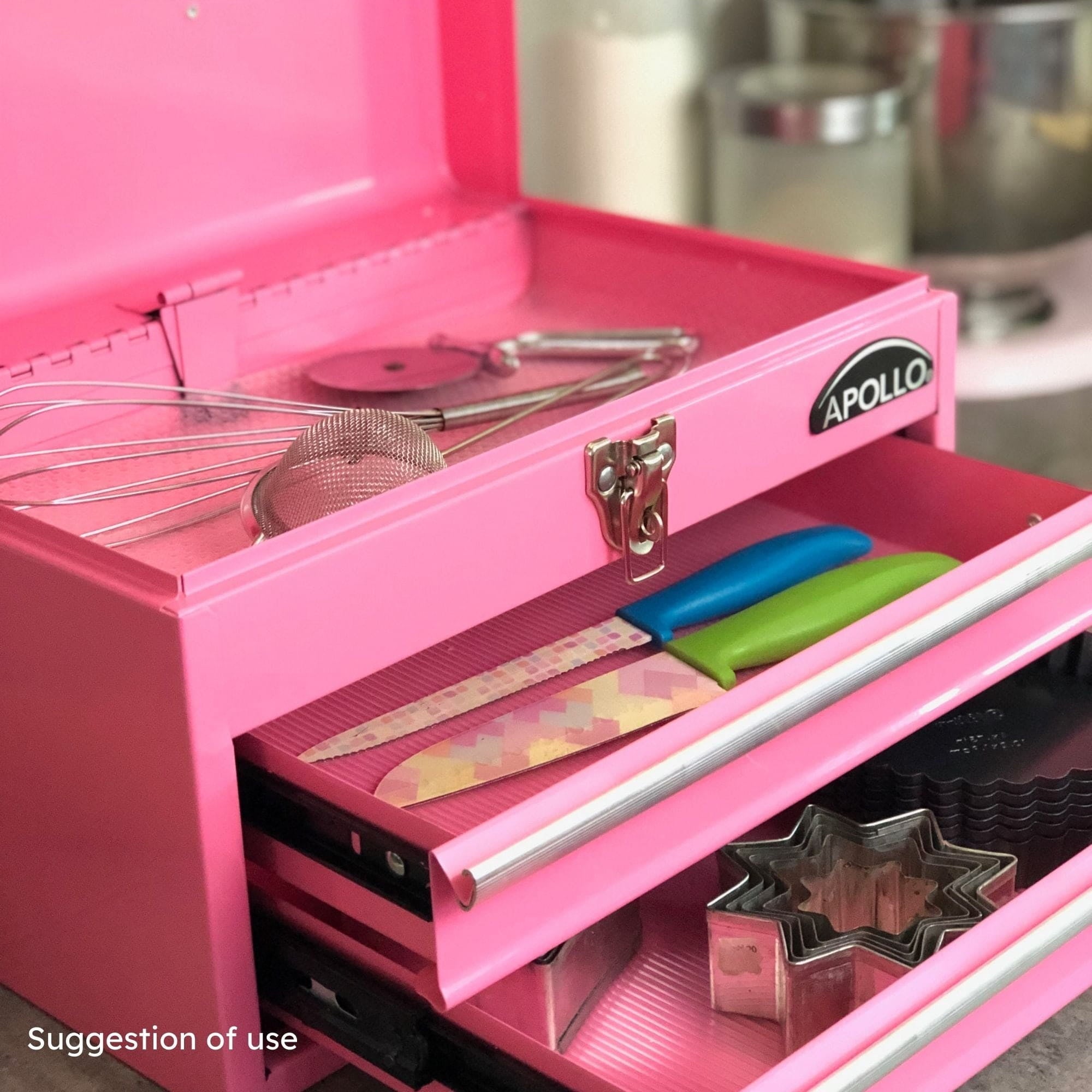 Apollo Tools 2-Drawer Pink Steel Chest -- DT5010P - Image 3