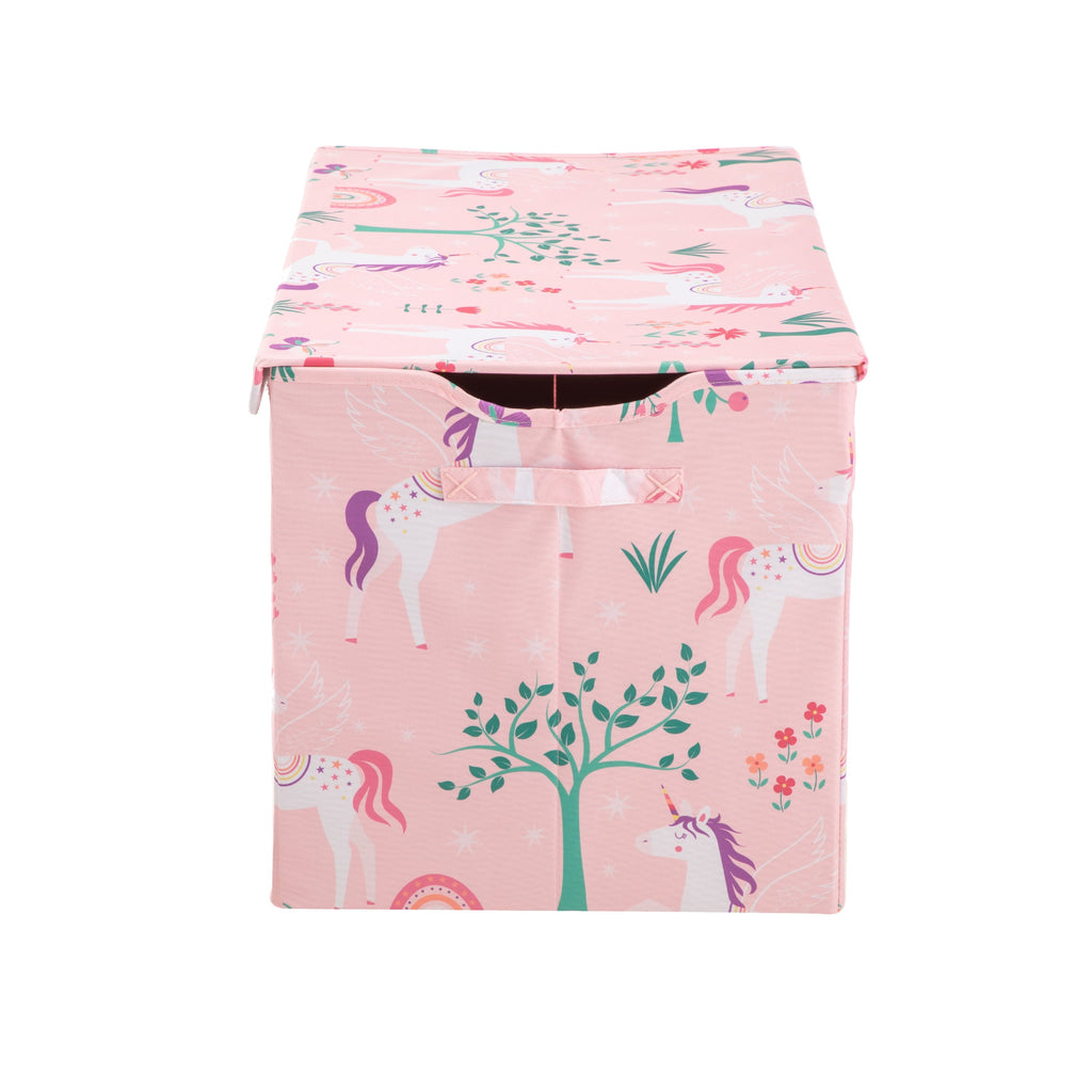 Kids Butterfly Pattern Collapsible Toy Storage Trunk, 24 in x 14.8 in x 15 in