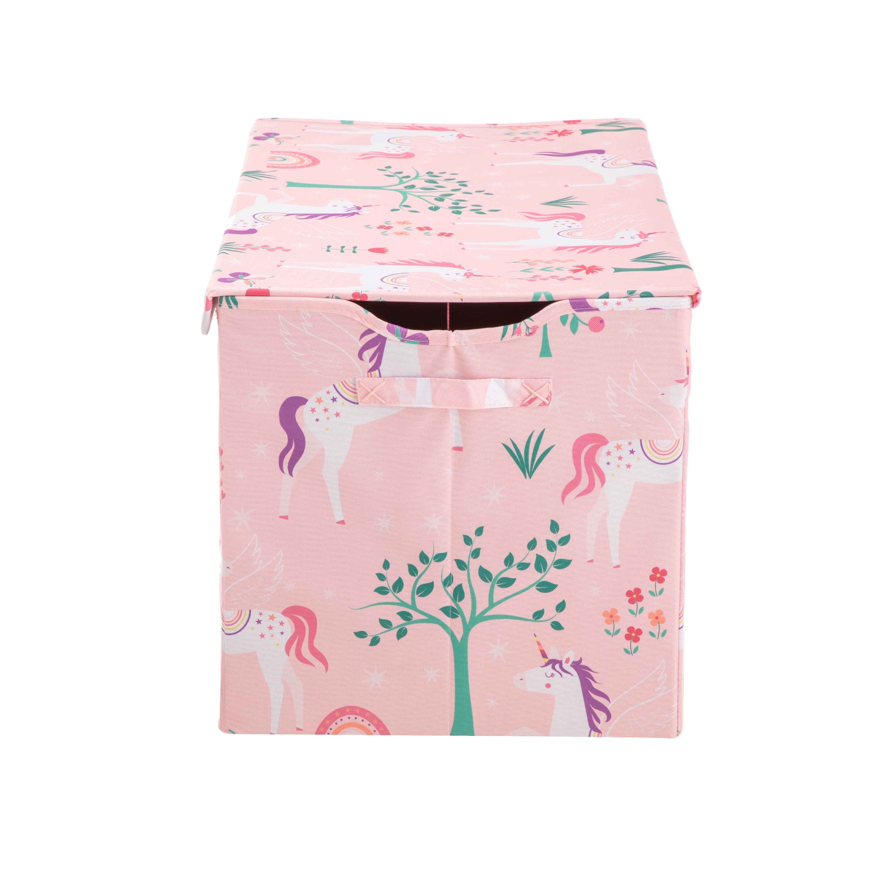 Kids Butterfly Pattern Collapsible Toy Storage Trunk, 24 in x 14.8 in x 15 in