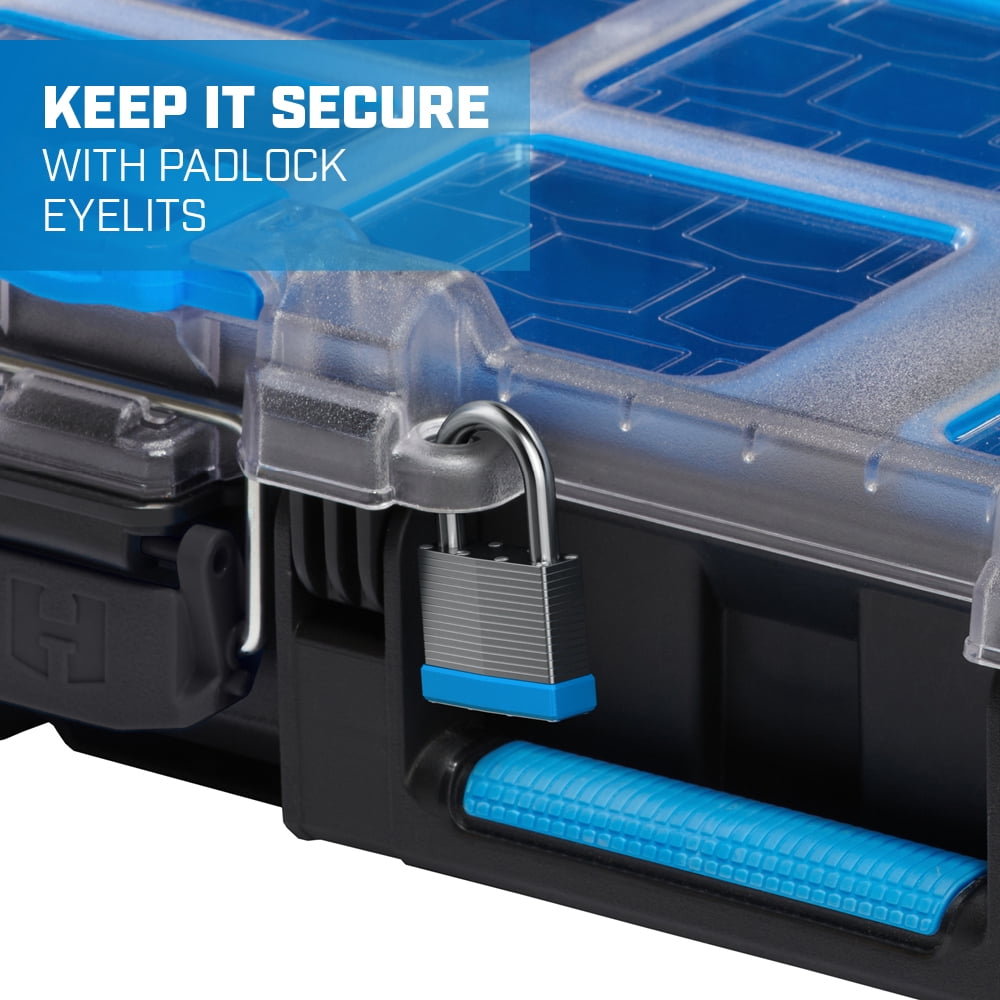 Small Parts Organizer with Removable Bins, Black with Blue Accents - Image 6