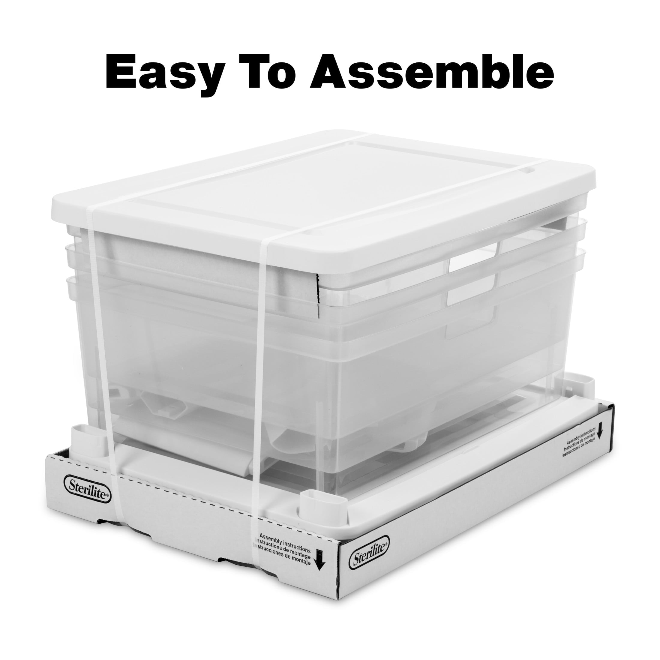 Medium 3 Drawer Tower, with Removable Clear Plastic Storage Bins, Tool-Free, Black