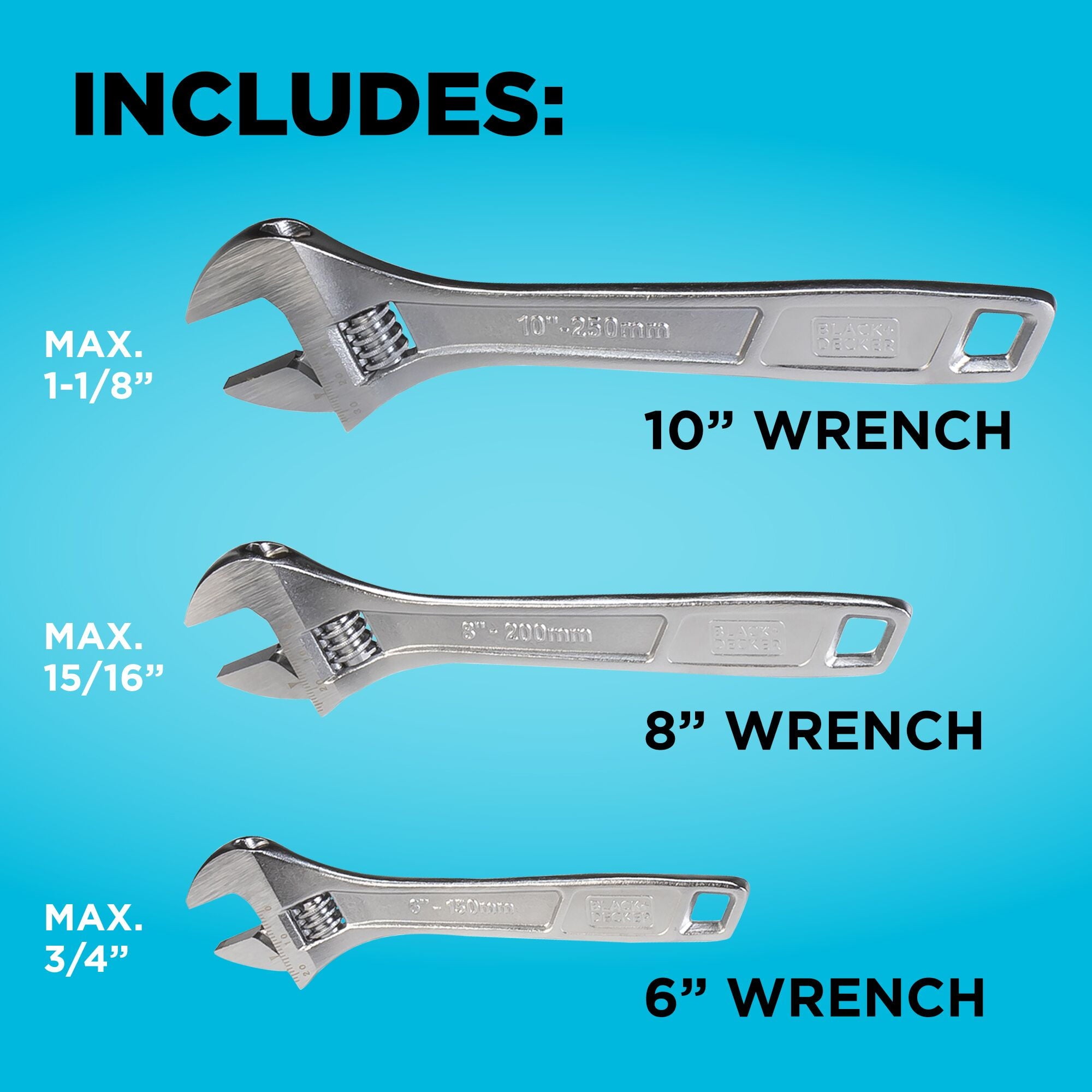 BLACK+DECKER Adjustable Wrench Set - Image 6