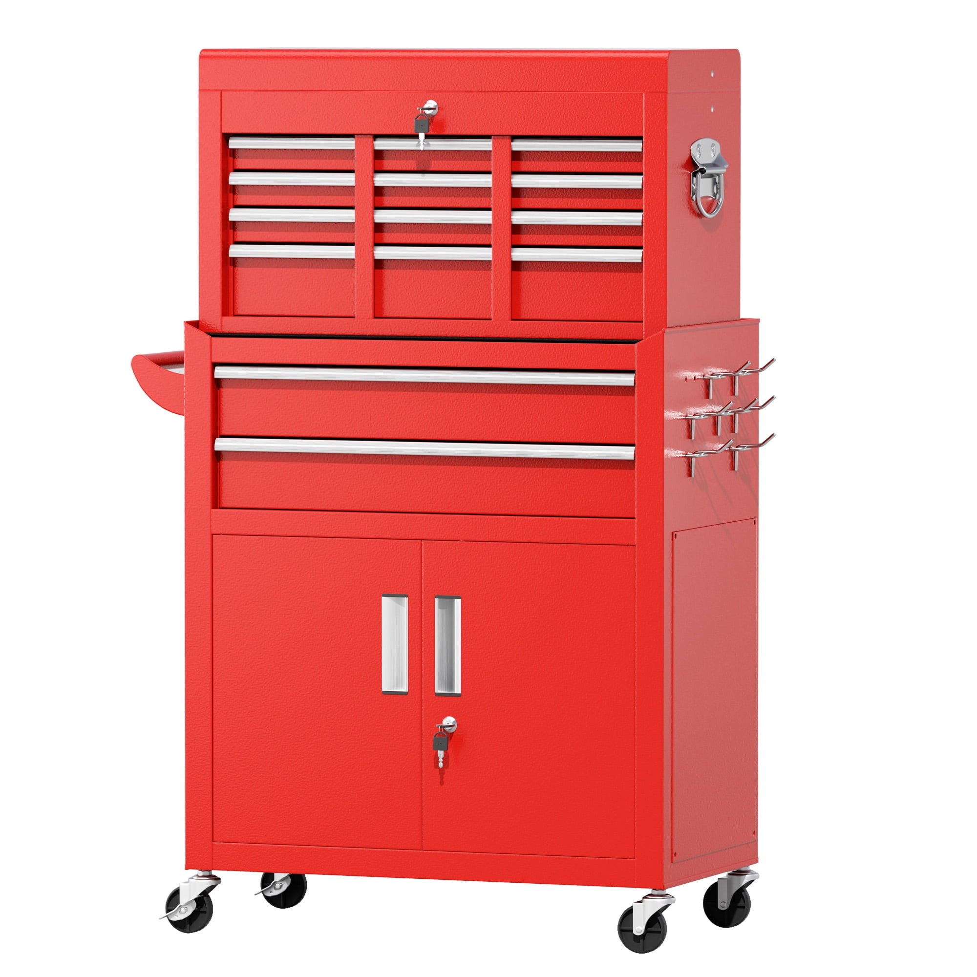 & Cabinet, Large Capacity 8-Drawer Rolling Box Organizer with Wheels Lockable, Red - Image 2