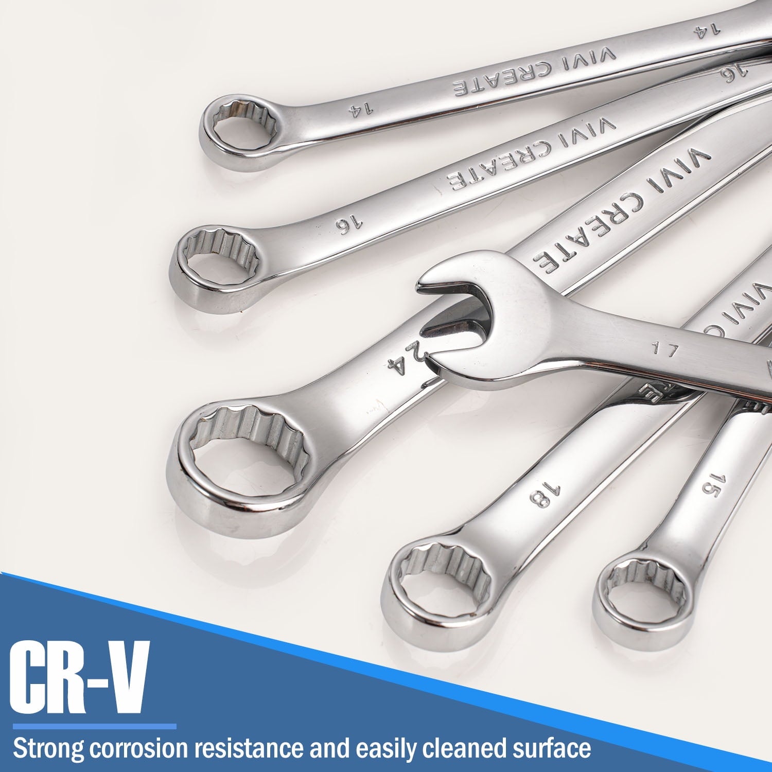26-Piece Combination Wrench Set, SAE & Metric 8mm24mm & 1/41, Chrome Vanadium Steel Open End Wrenches with 12-Point B... - Image 2