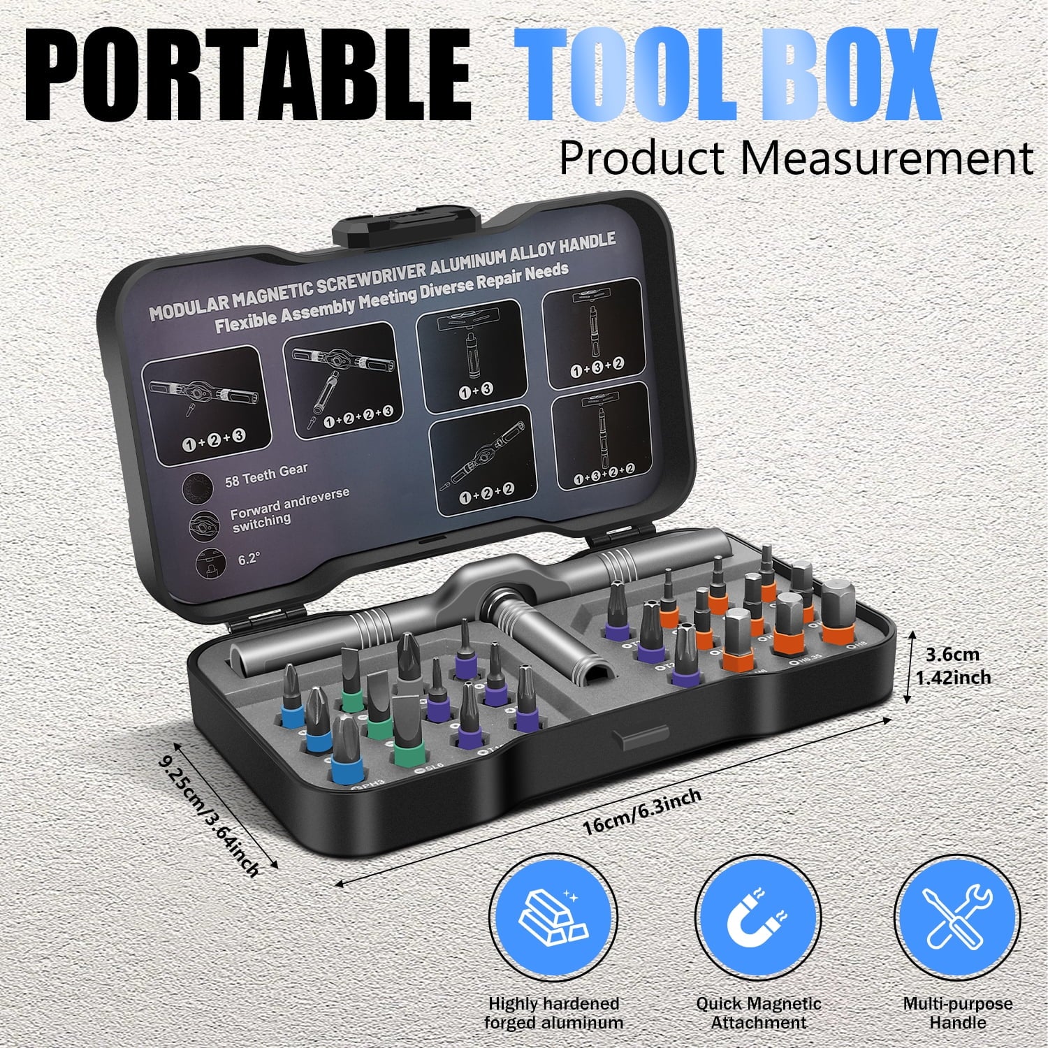 24 in 1 Magnetic Screwdriver, Ratchet Screwdriver Set, Multi Bit Drive Set with Detachable Ratchet Handle, Tool Kit f... - Image 6