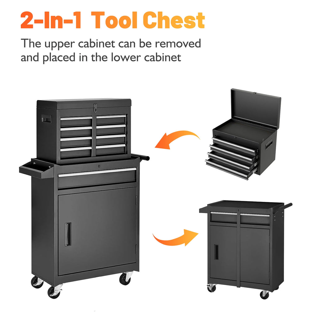 5-Drawer Storage Cabinet with Detachable Top Box Universal Lockable Wheels for Garage Workshop - Image 5