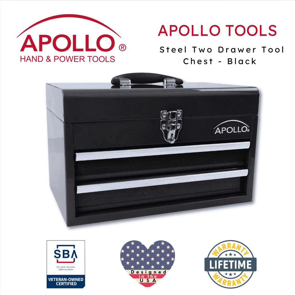Apollo Tools Black Steel Tool Chest with 2 Drawers and Ample Top Compartment -- DT5010 - Image 3