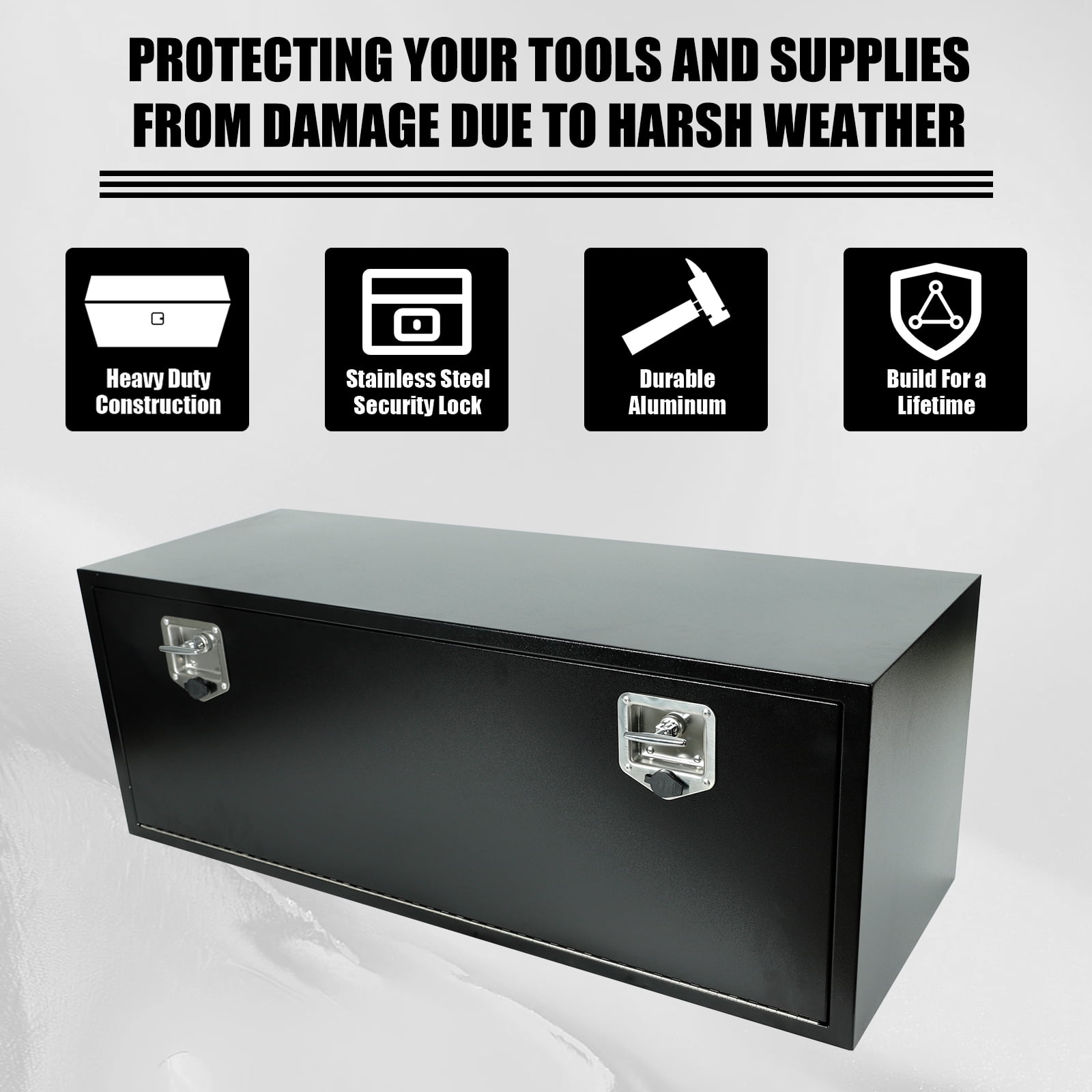 Steel Underbody Truck Tool Box with T-Handle Lock Latch, Truck ToolBox Truck Storage Organizer Tool Box Chest For Org... - Image 5