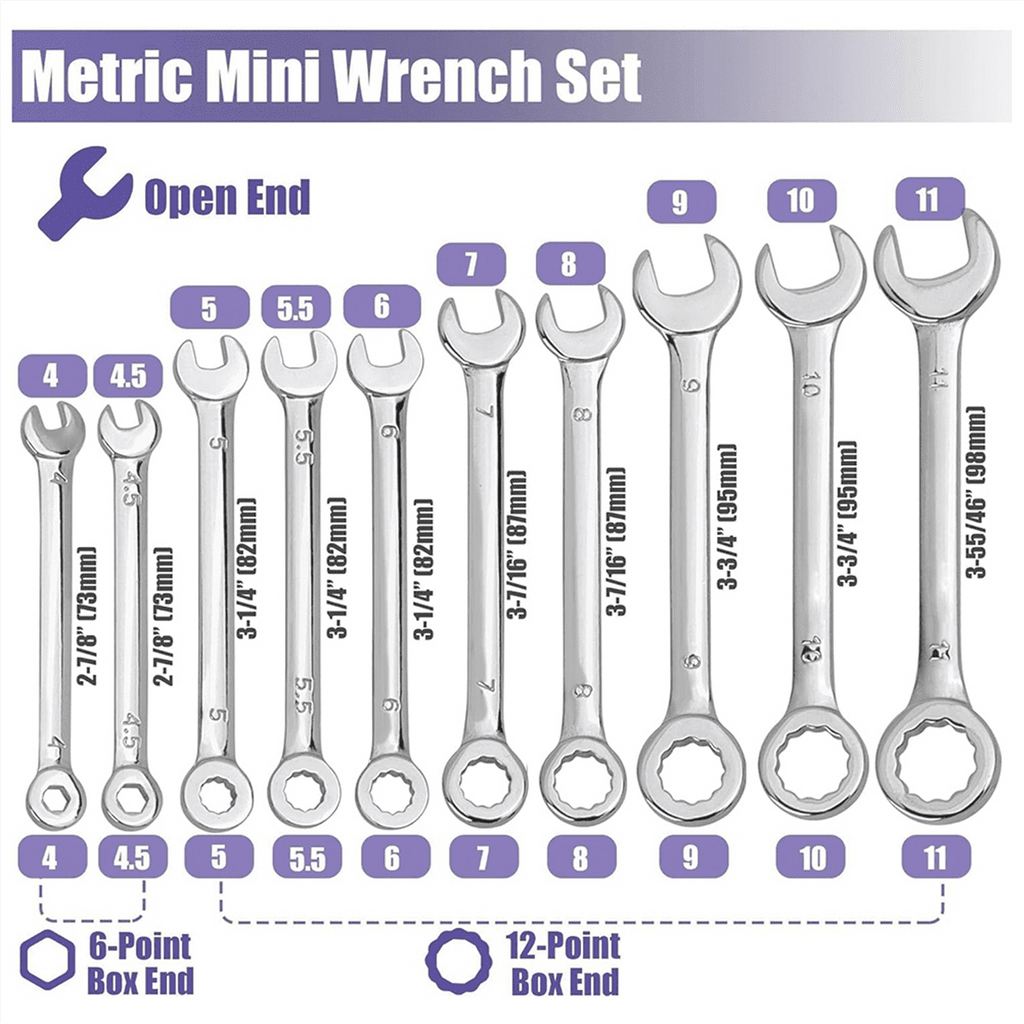 20 Pcs Open End Wrench Set, Mini Metric SAE Combination Set Thin, Ratchet Wrenches Mul pwm25 - Image 2
