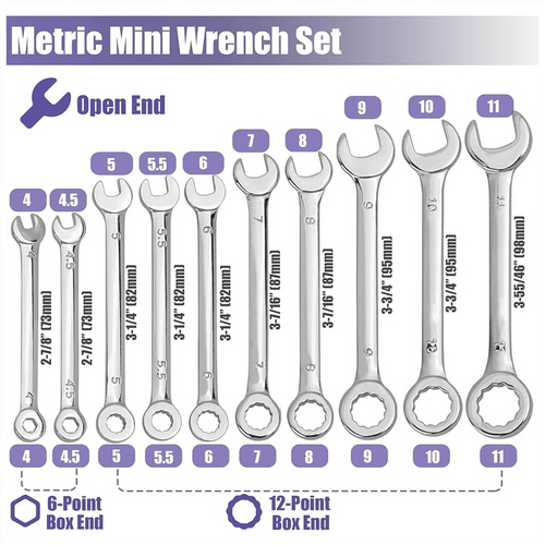 20 Pcs Open End Wrench Set, Mini Metric SAE Combination Set Thin, Ratchet Wrenches Mul pwm25 - Image 2