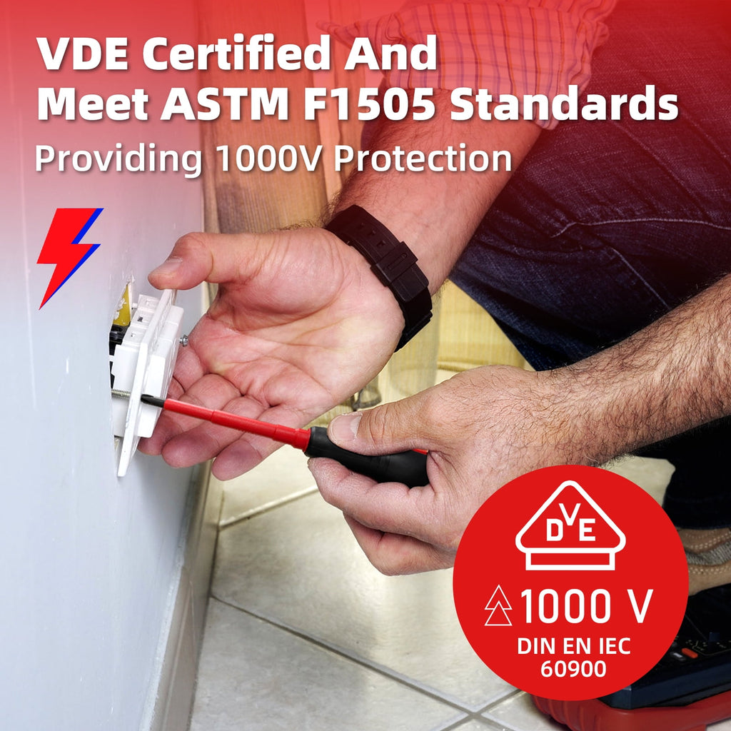 1000V Electrician Insulated Screwdriver Set, 9-Piece VDE Certified Replaceable Bits with Magnetic Tips - Image 4