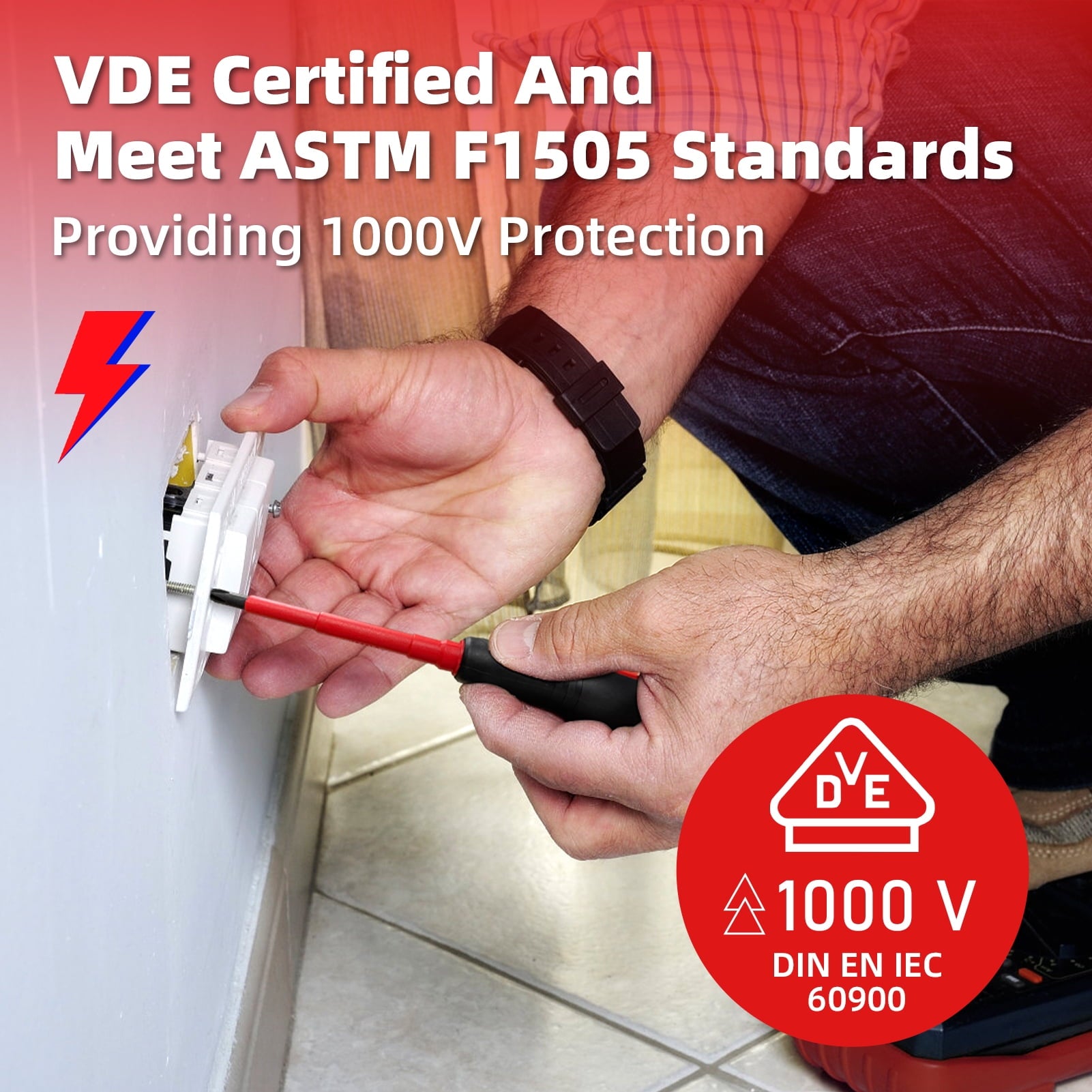 1000V Electrician Insulated Screwdriver Set, 9-Piece VDE Certified Replaceable Bits with Magnetic Tips - Image 4