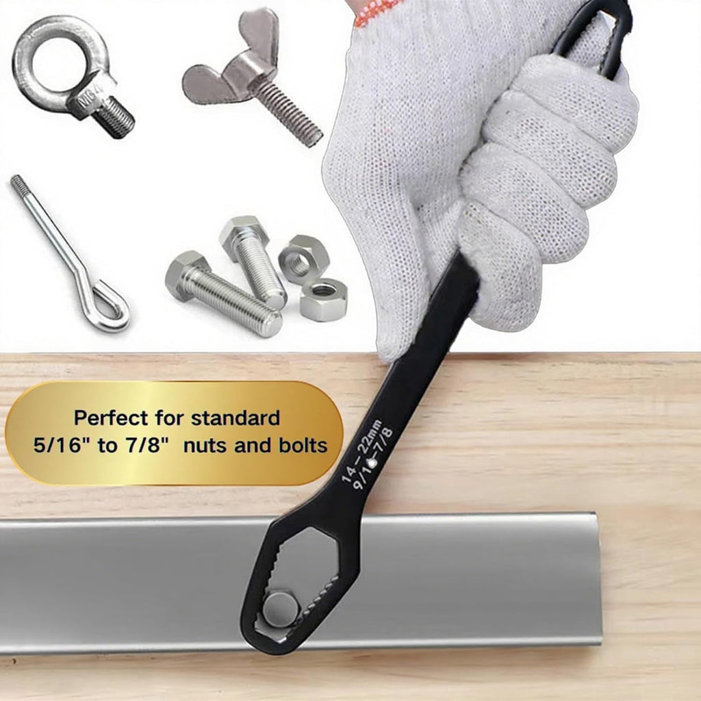 2 Pcs Black Universal Wrench Set, 8-22mm Universal Multifunctional Wrench, 220mm and 260mm Length Double Ended Self-T... - Image 3