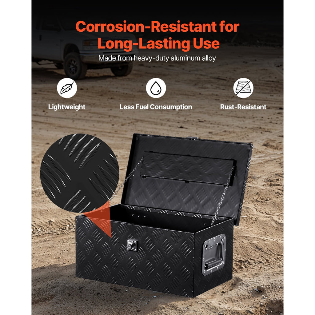 KFFKFF Durable Aluminum Truck Bed Tool Box, Textured Storage Box with Side Handle and Lock Keys, Organizer Chest for Trailer, Pickup, Truck - Image 3