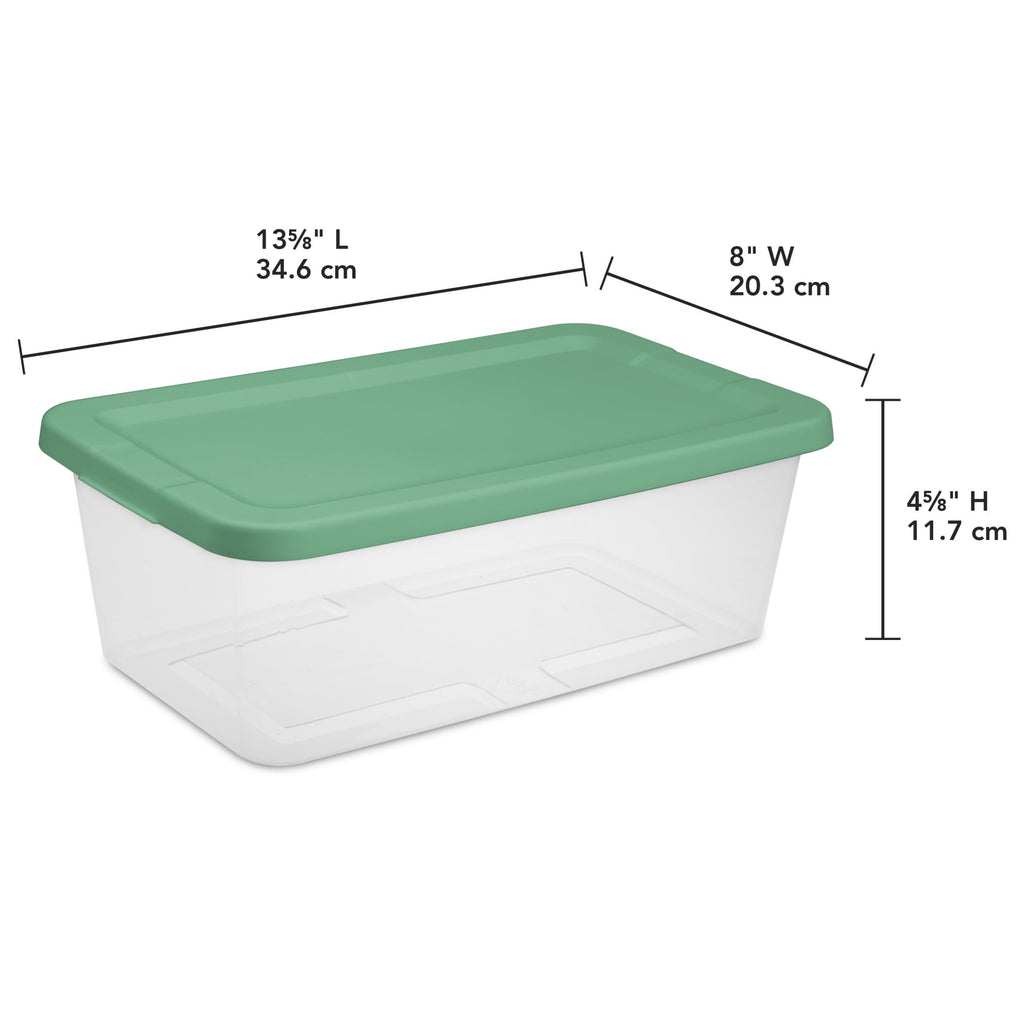 Set of (10) 6 Quart Small Storage Bins, Clear Plastic Storage Containers with Snap-on Lids, White