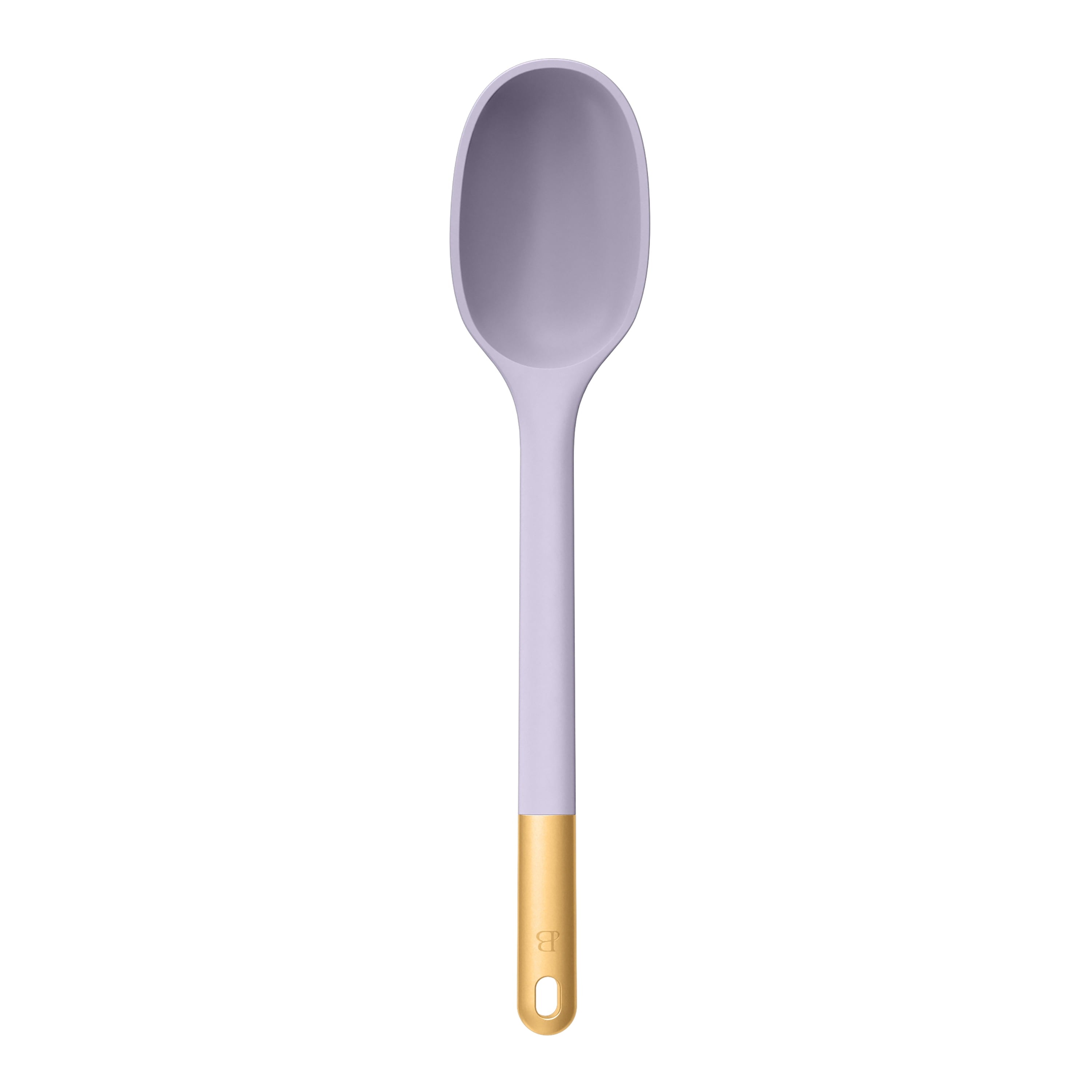 6-Piece Silicone Kitchen Utensil Tool Set with Rotating Rack by Drew Barrymore, Porcini Taupe