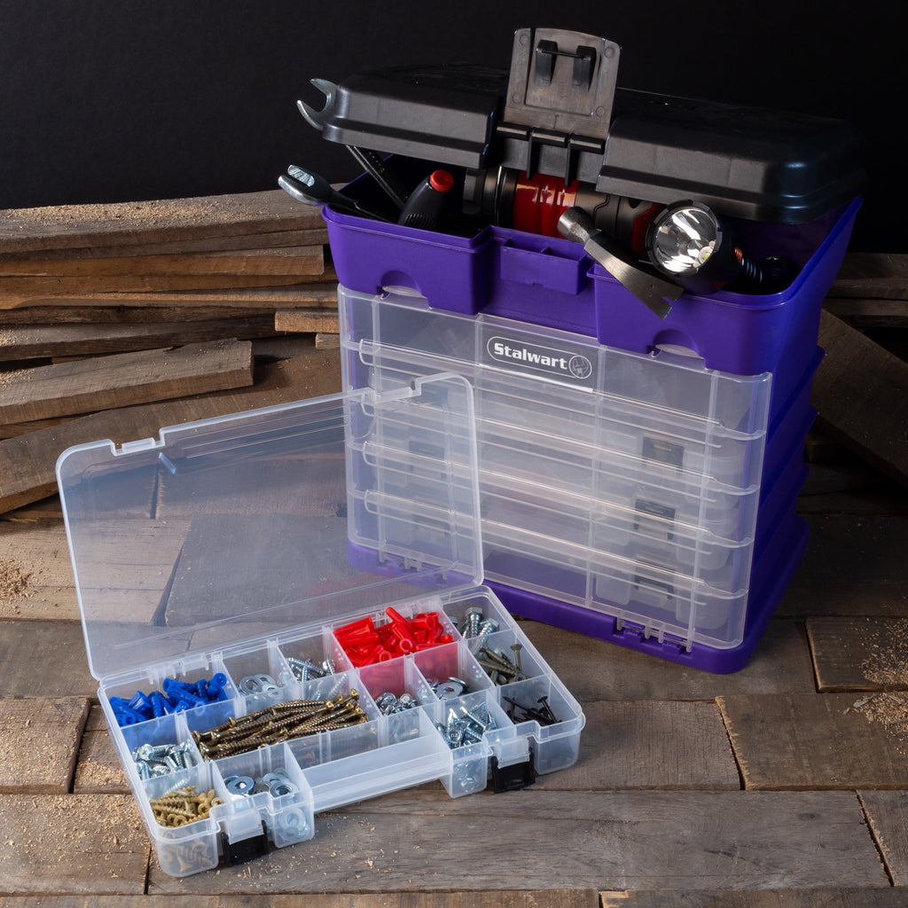 and Tool Box-Durable Organizer Utility Box-4 Drawers with 19 Compartments Each for Hardware Fish Tackle Beads and Mor... - Image 4