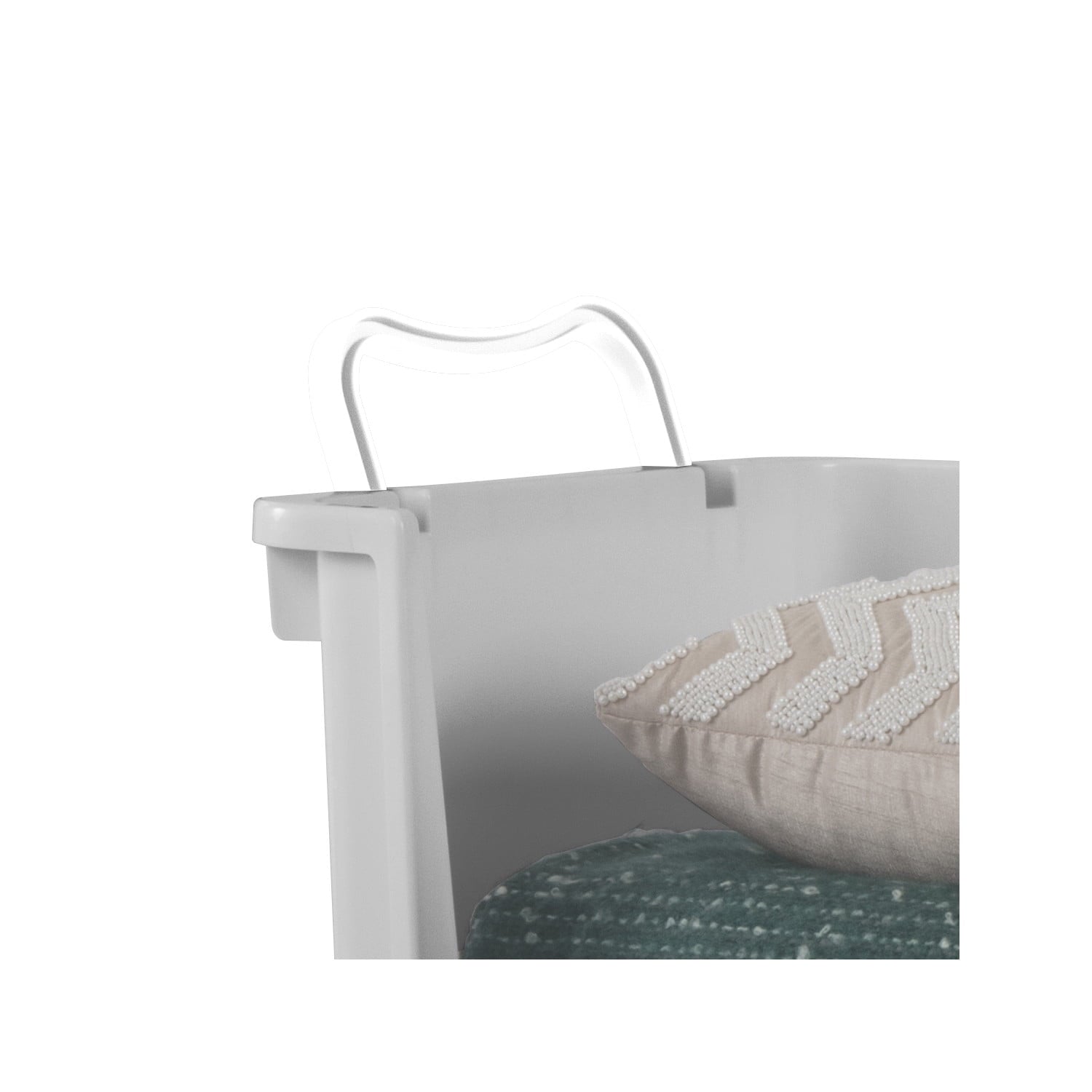 Kids Grey Open Front Stacking Toy Storage Bin with Handles, Grey