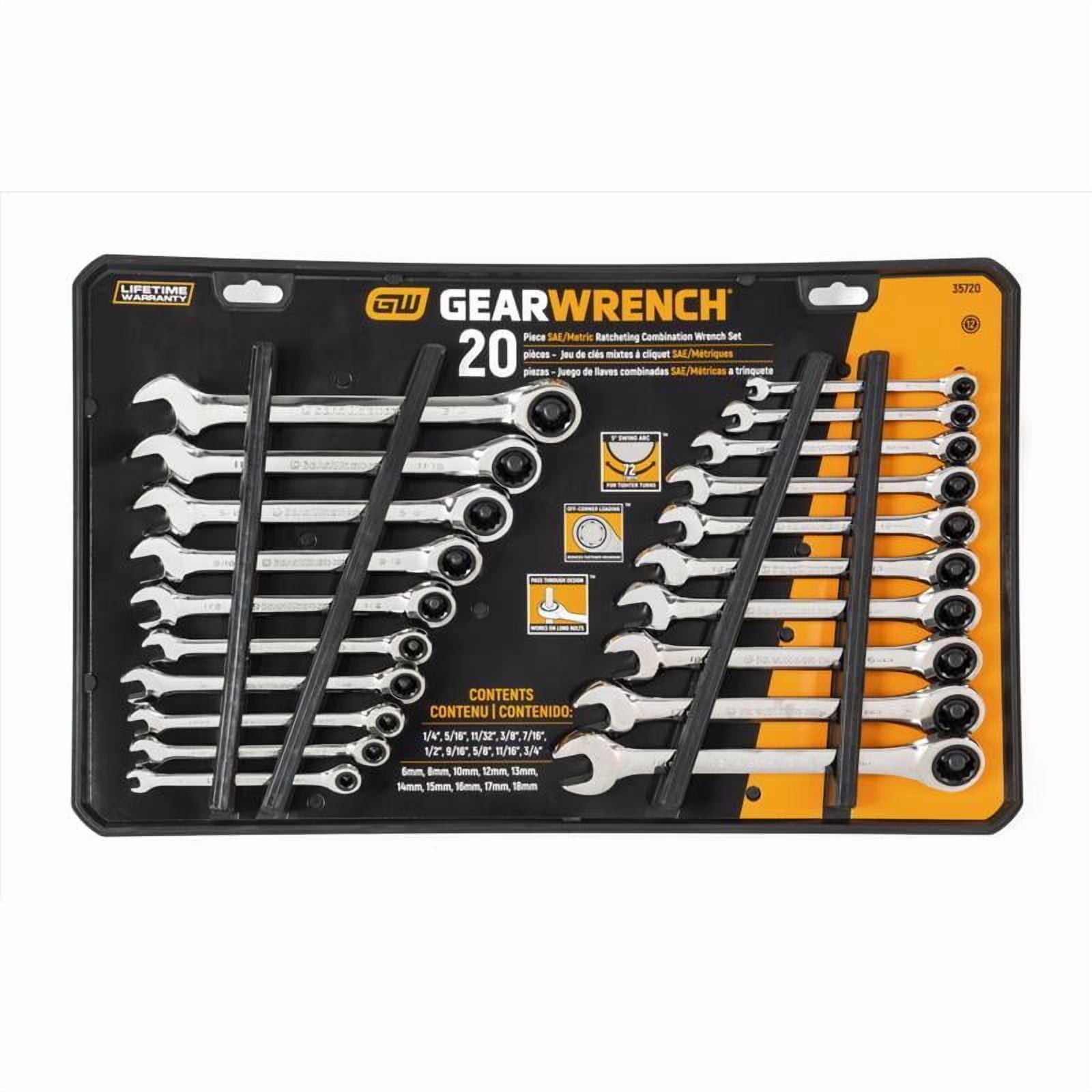 Ratcheting Combination Wrench Set, 20-Pc., SAE and Metric, Model# 35720-06 - Image 2