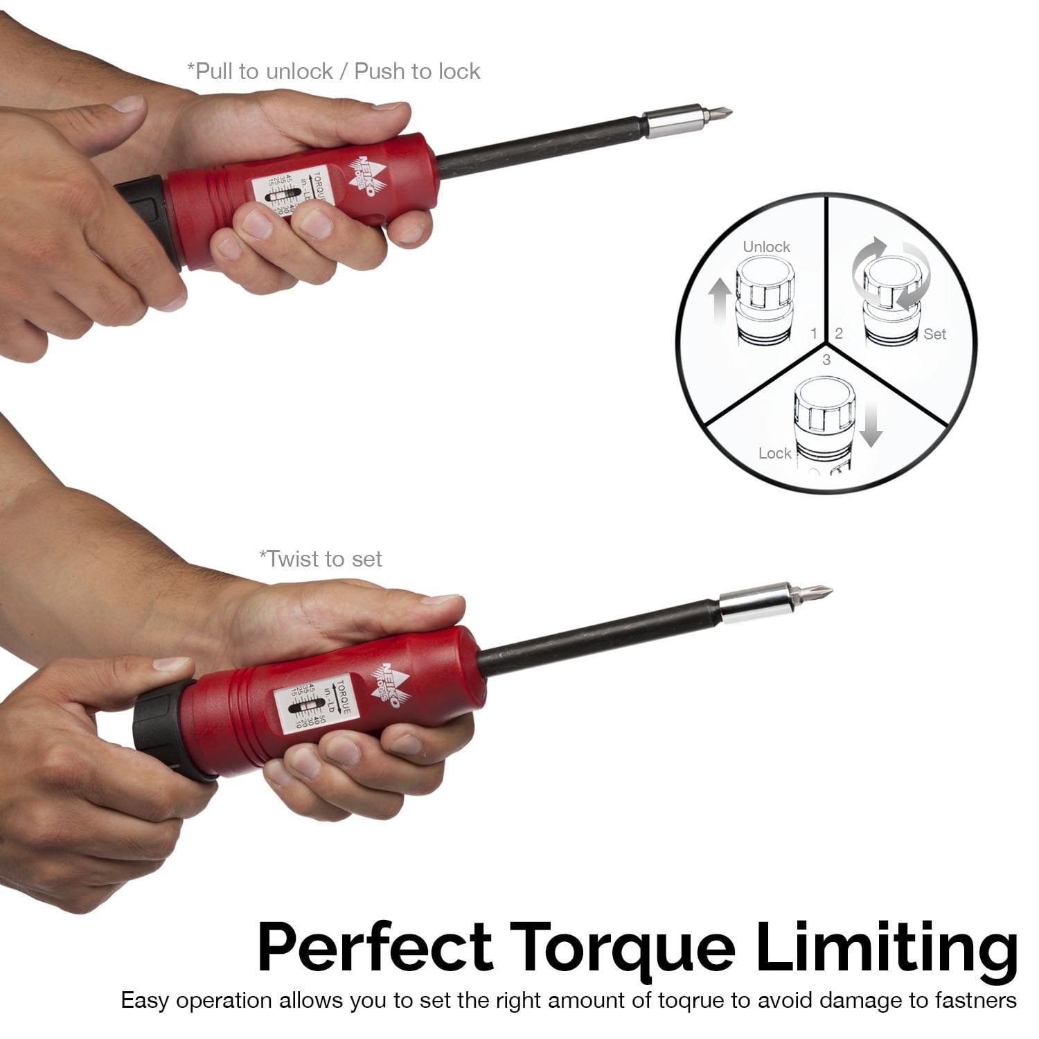 10573B 1/4 Torque Screwdriver Set, 20 Hex Bits, 10 to 50 In-Lbs, Long Shank Screwdriver Torque Wrench, Adjustable Inc... - Image 3