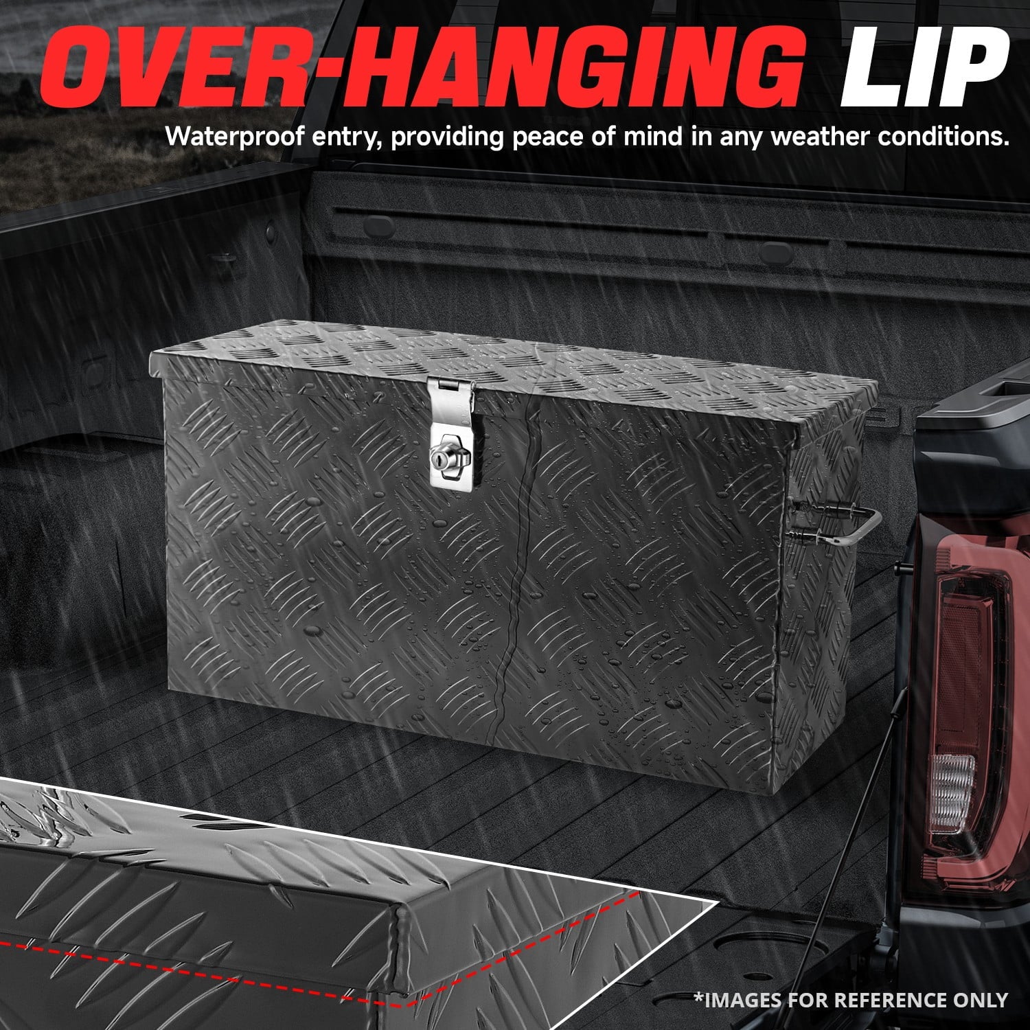 27.2"x9.4"x12.6" Aluminum Pickup Truck Trailer Trunk Bed Tool Storage Box w/ Handle Black - Image 4