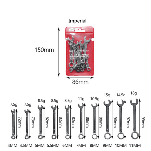 10-Piece Mini Wrench Set Manual Dual-Purpose Tool Maintenance Tools - Image 2