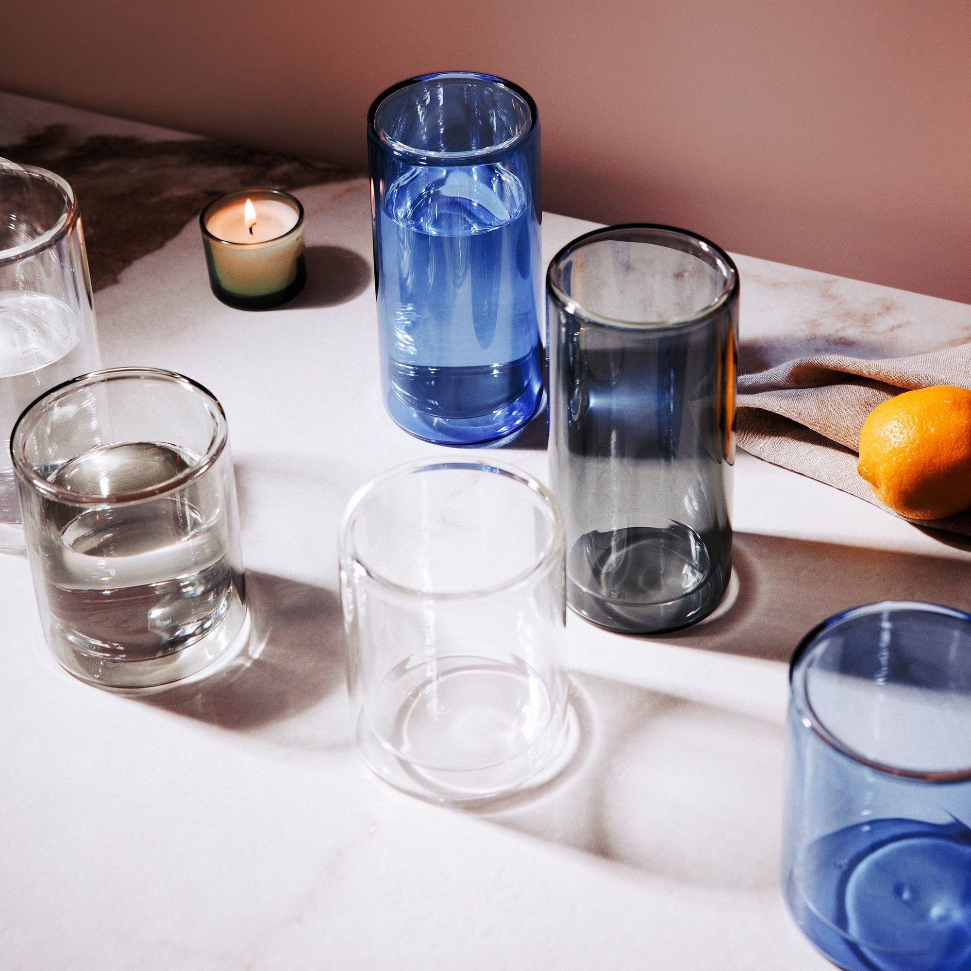 Thyme &amp; Table 13 fl oz &amp; 16 fl oz Clear Double Wall Drinking Glasses, Set of 4
