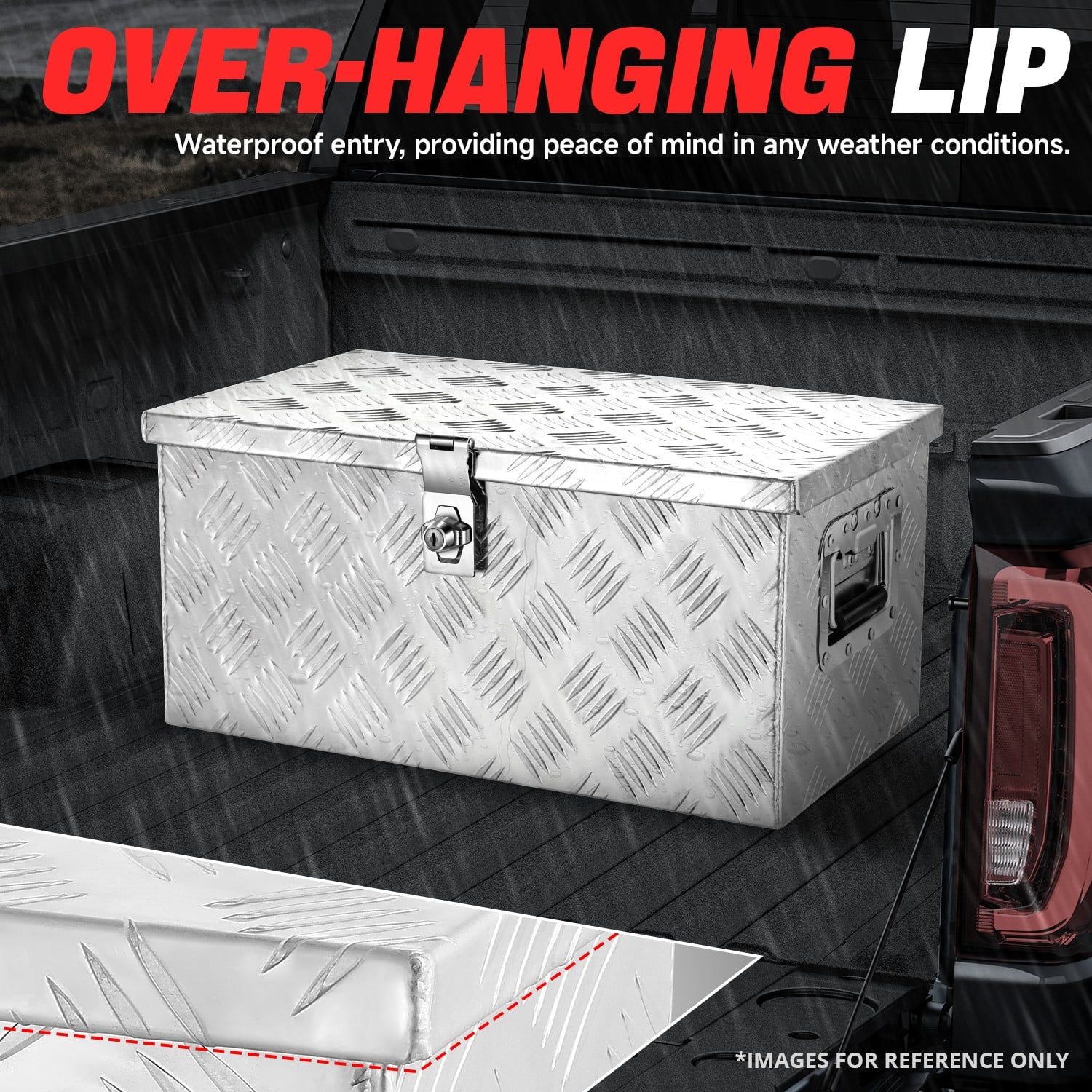 DNA Motoring 20"x10"x12" Aluminum Pickup Truck Trailer Trunk Bed Tool Storage Box w/ Side Handle - Image 4