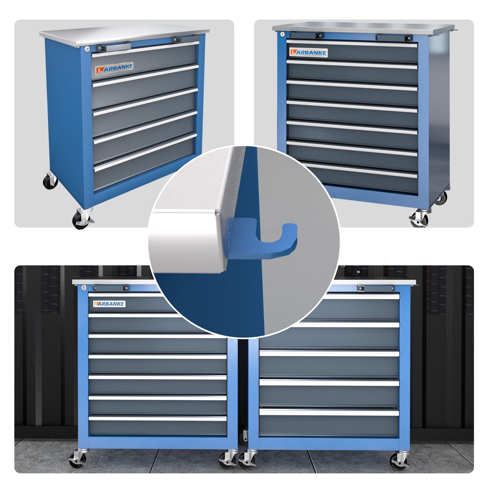 Cabinet,7 Drawer Chest and 5 Drawer Chest for Cected Use,Rolling Chest with 360 Brake Wheels and Padded Feet - Image 3