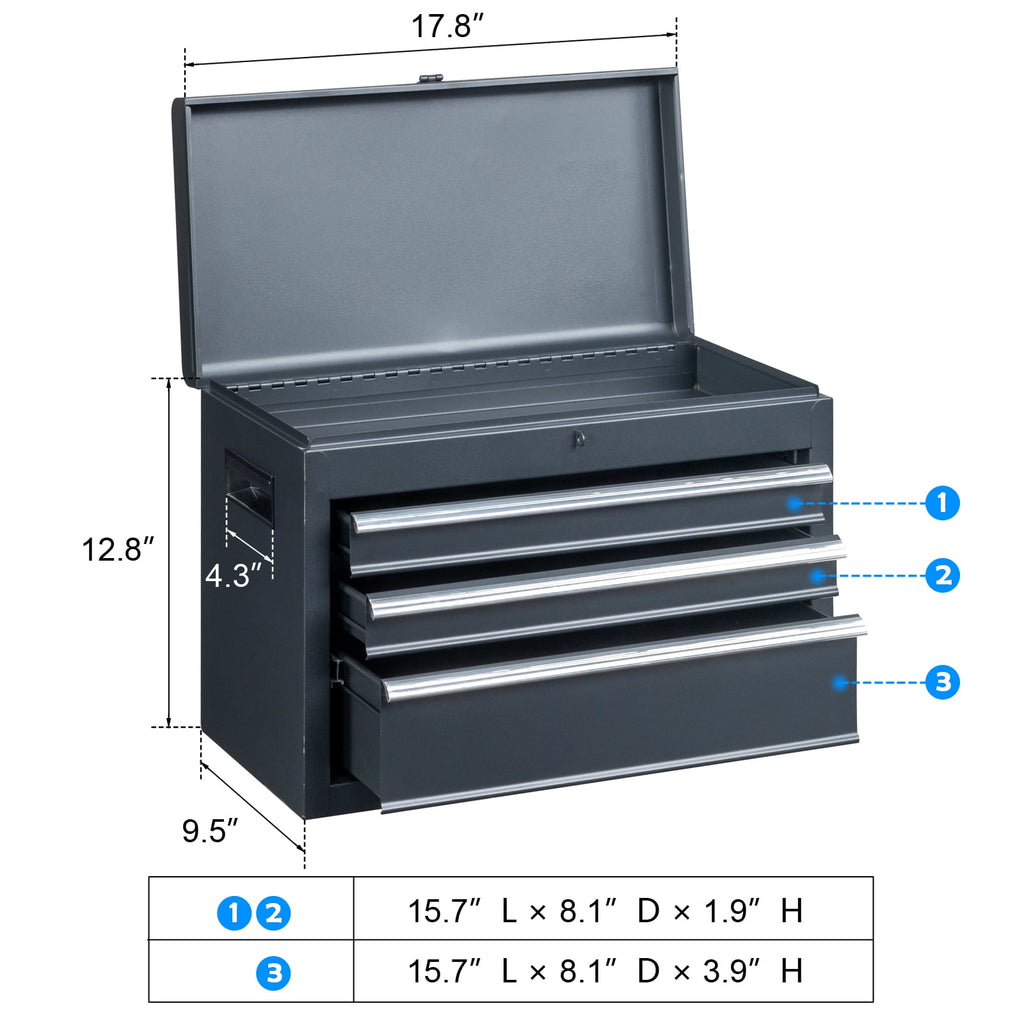 Ktaxon 4-Drawer 2-IN-1 Rolling Tool Chest Storage Cabinet, Mechanic Tool Organizer Box, 23.2" L x 11" W x 40.2" H, Black - Image 4