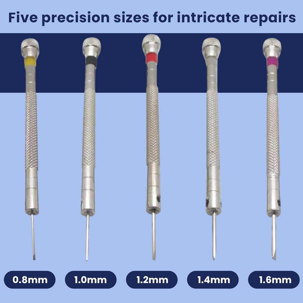 Mini Precision Screwdriver Set 5 Sizes (0.81.6mm) for Jewelry, Watches, Eyeglasses, Electronics & DIY Repairs - Image 2
