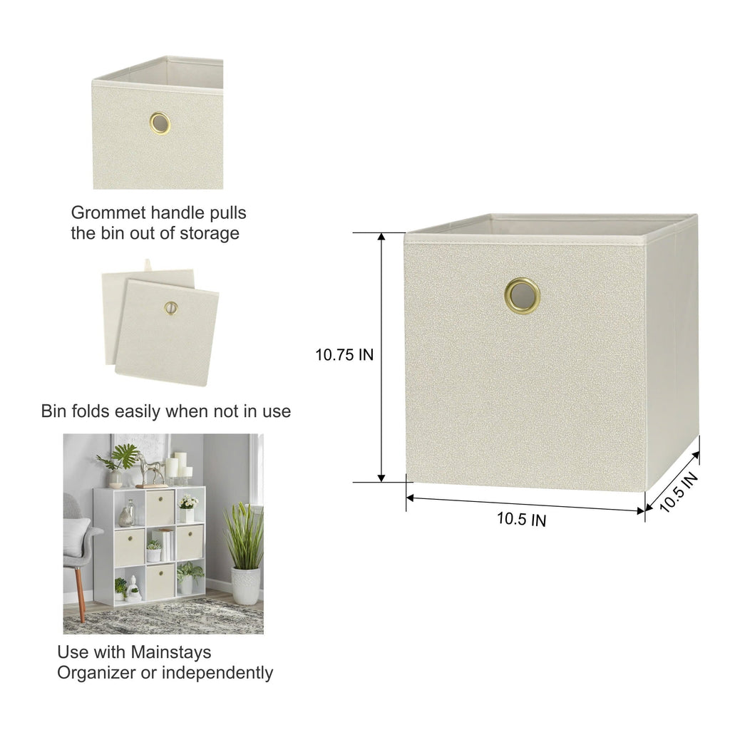 Collapsible Fabric Cube Storage Bins (10.5" x 10.5"), Blue Cove, 4 Pack