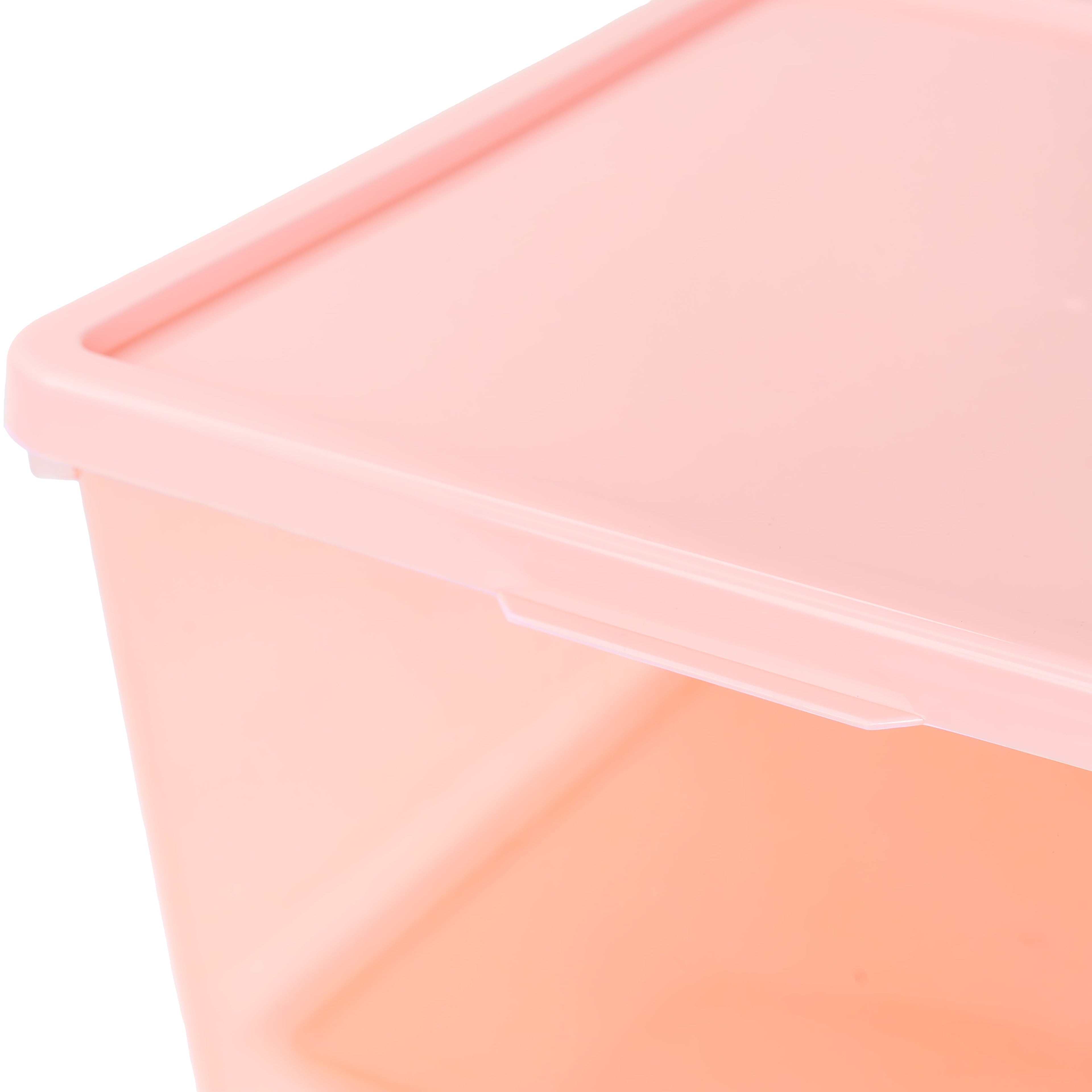 Kids Large Tinted Clear Plastic Stacking Storage Bin with Lid, Grey, 12 in x 12.4 in x 9.4 in
