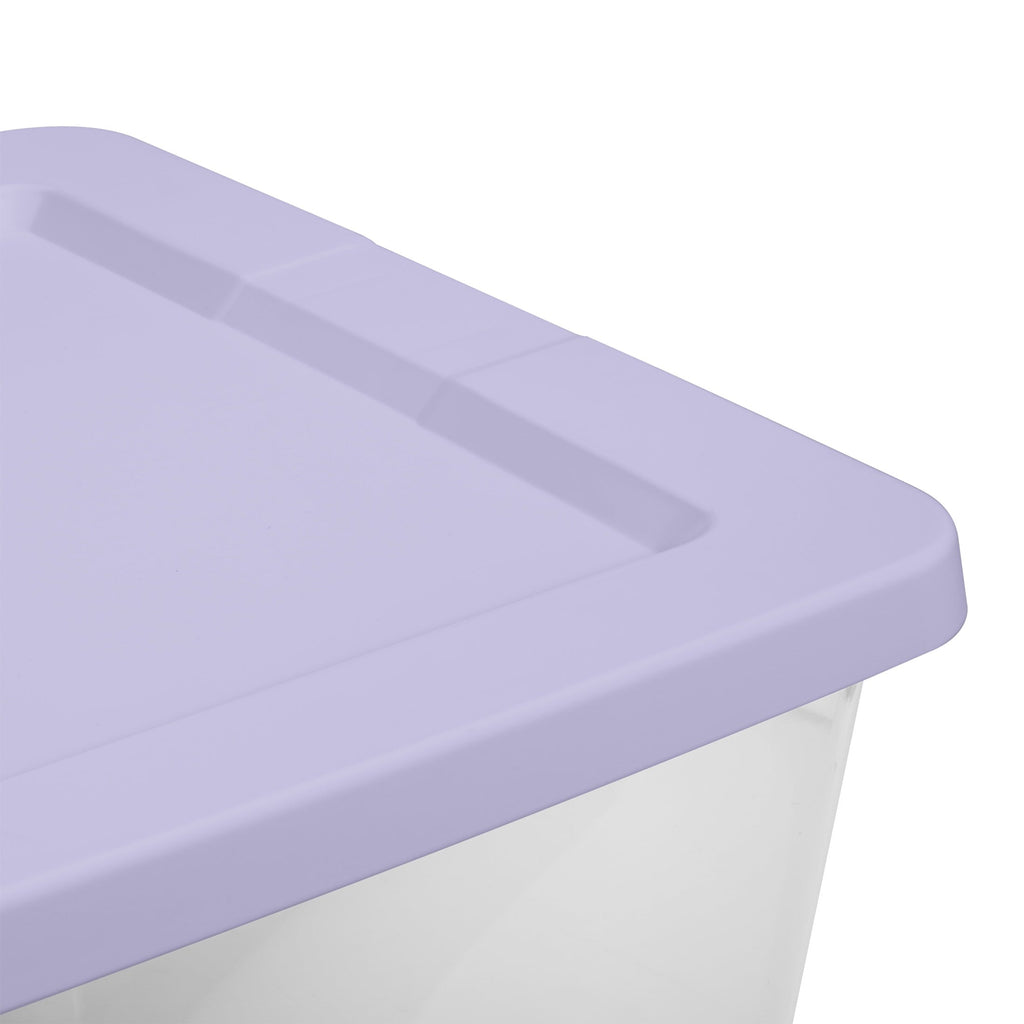 Set of (2) 28 Quart Storage Bins, Clear Plastic Storage Bin with Snap-on Lid, White