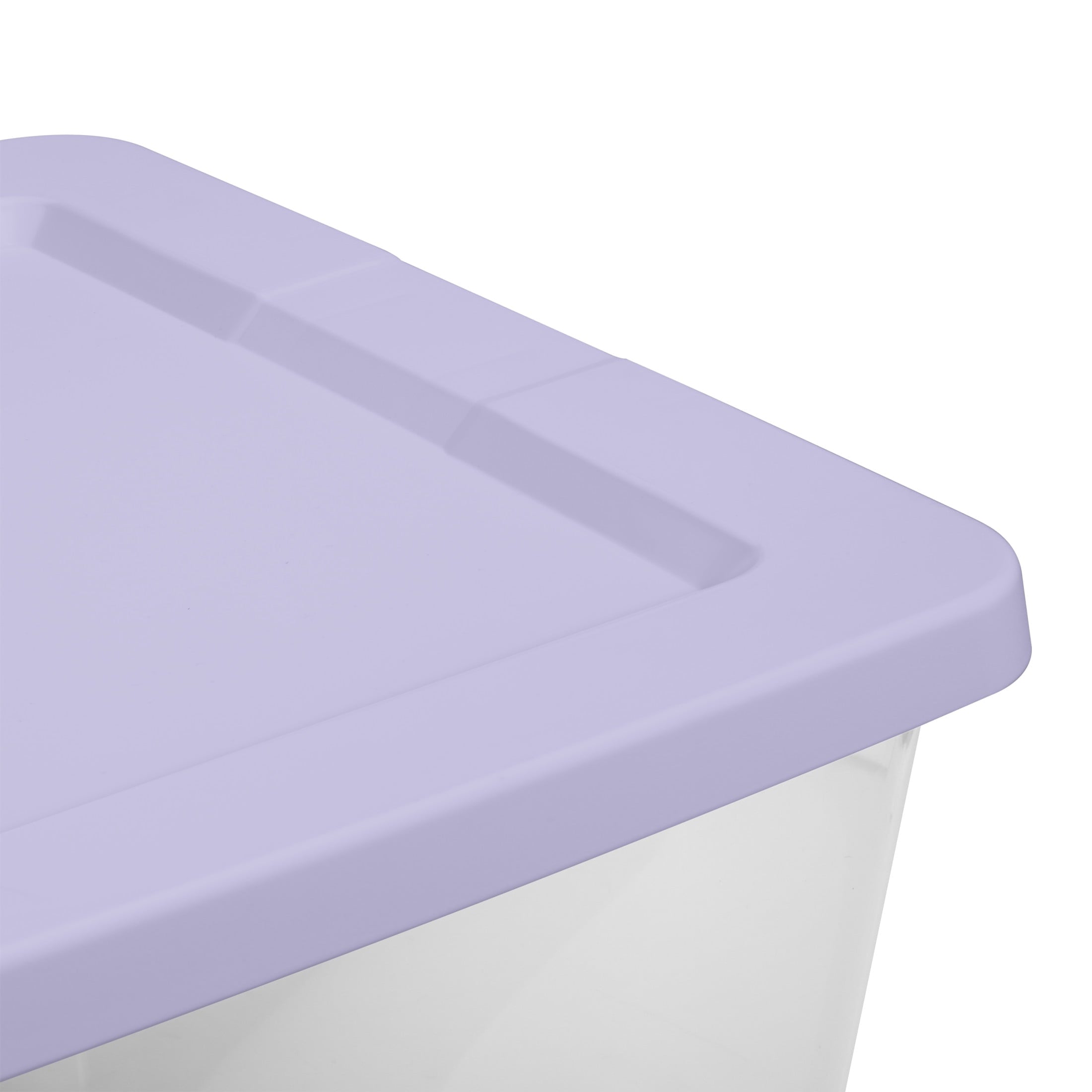 Set of (2) 28 Quart Storage Bins, Clear Plastic Storage Bin with Snap-on Lid, White