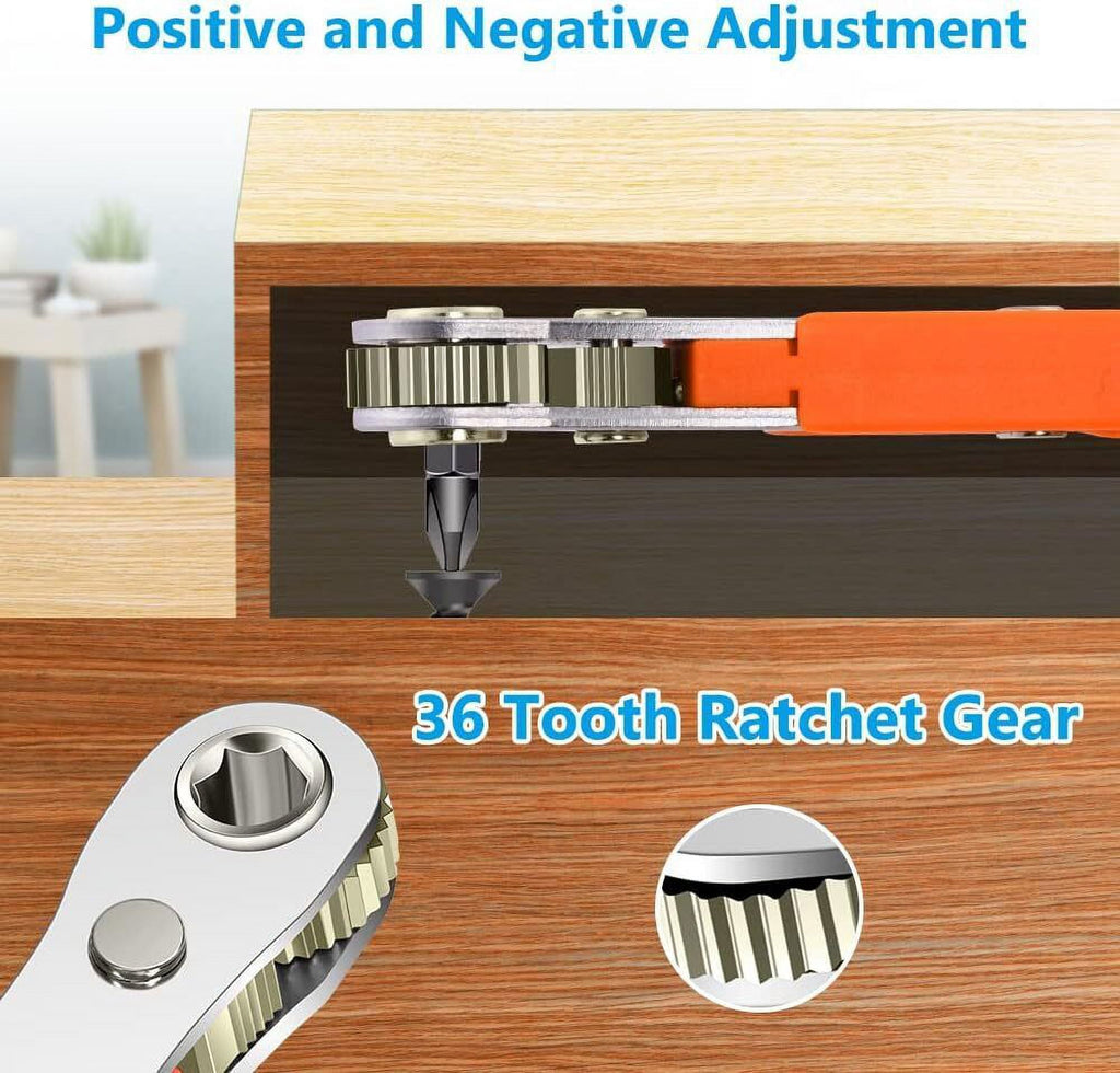 Ratcheting Right Angle Screwdriver Hex Drive 90 Degree Offset + 10PCS Bits Set - Image 5