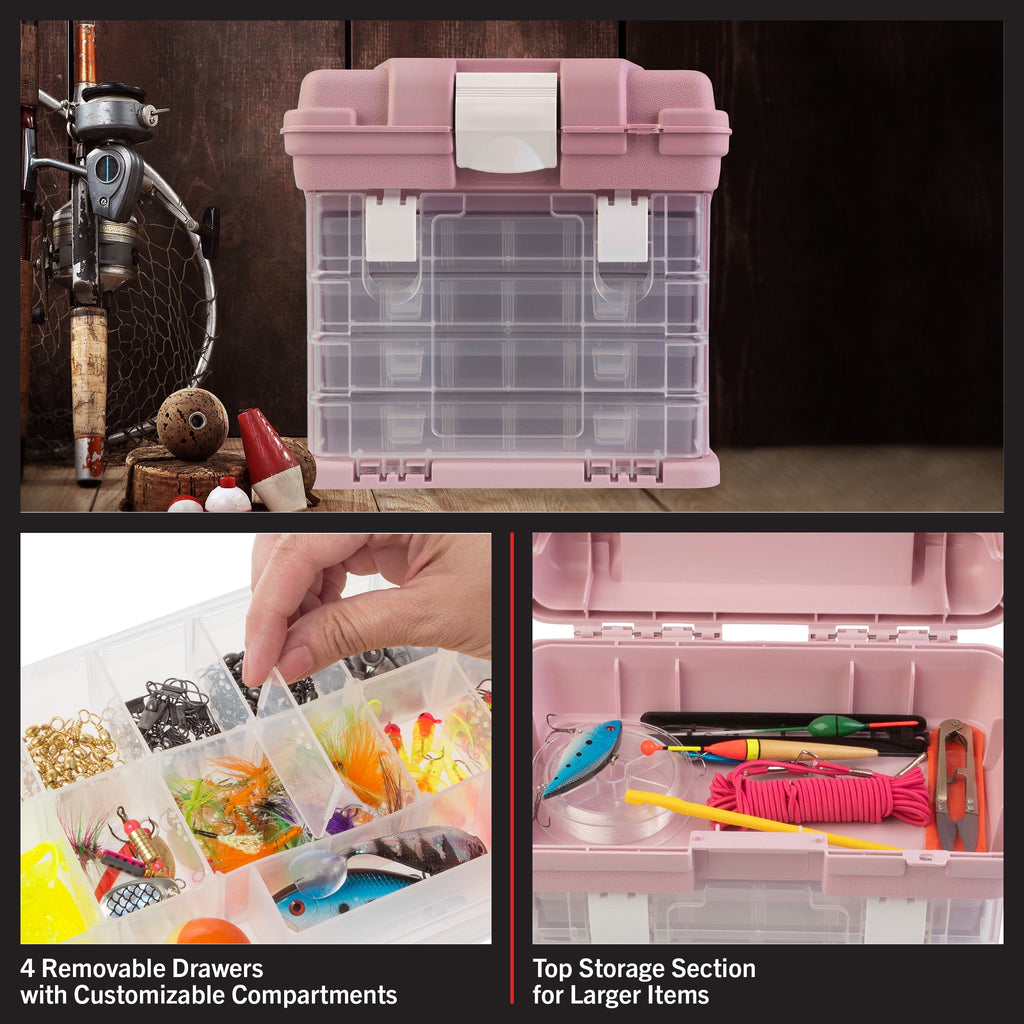 Stalwart Small Parts Organizer Toolbox for Hardware, Tackle or Crafts, Pink - Image 3